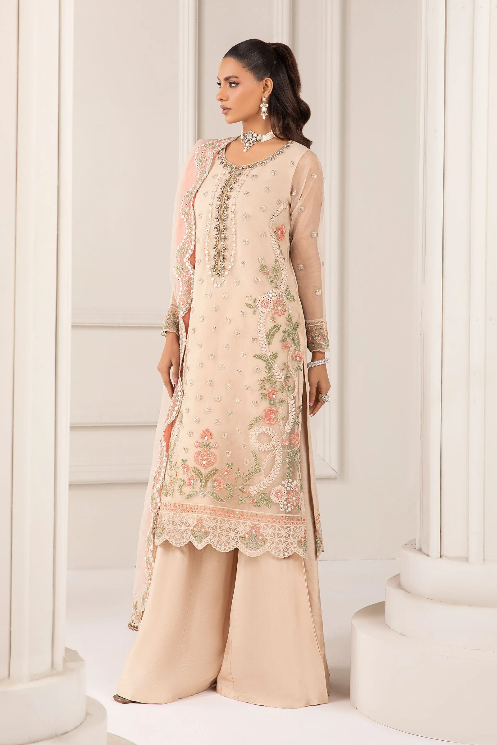 3 Piece Embroidered Organza Suit - Image 6