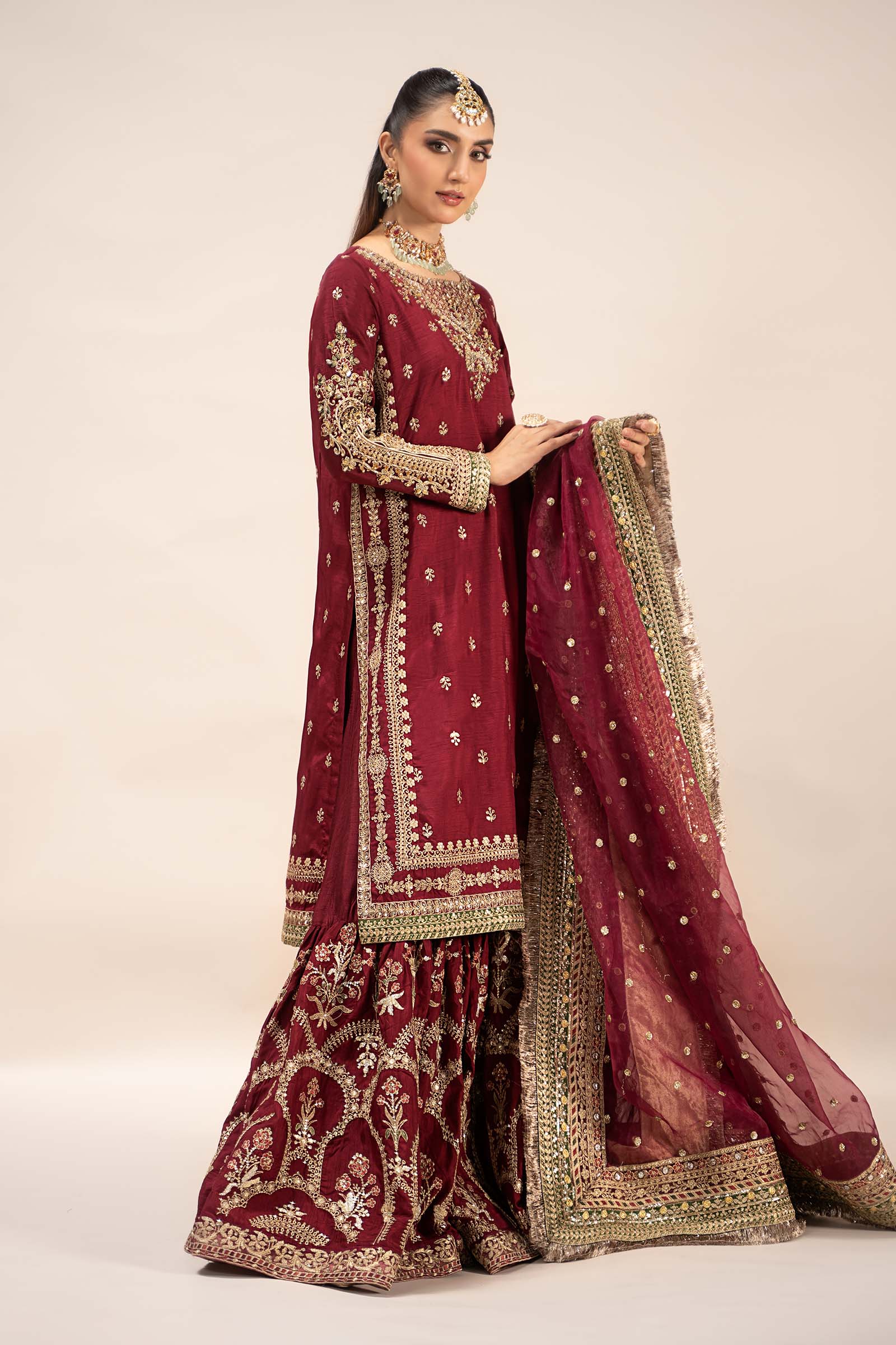 3 Piece Embroidered Raw Silk Suit - Image 10