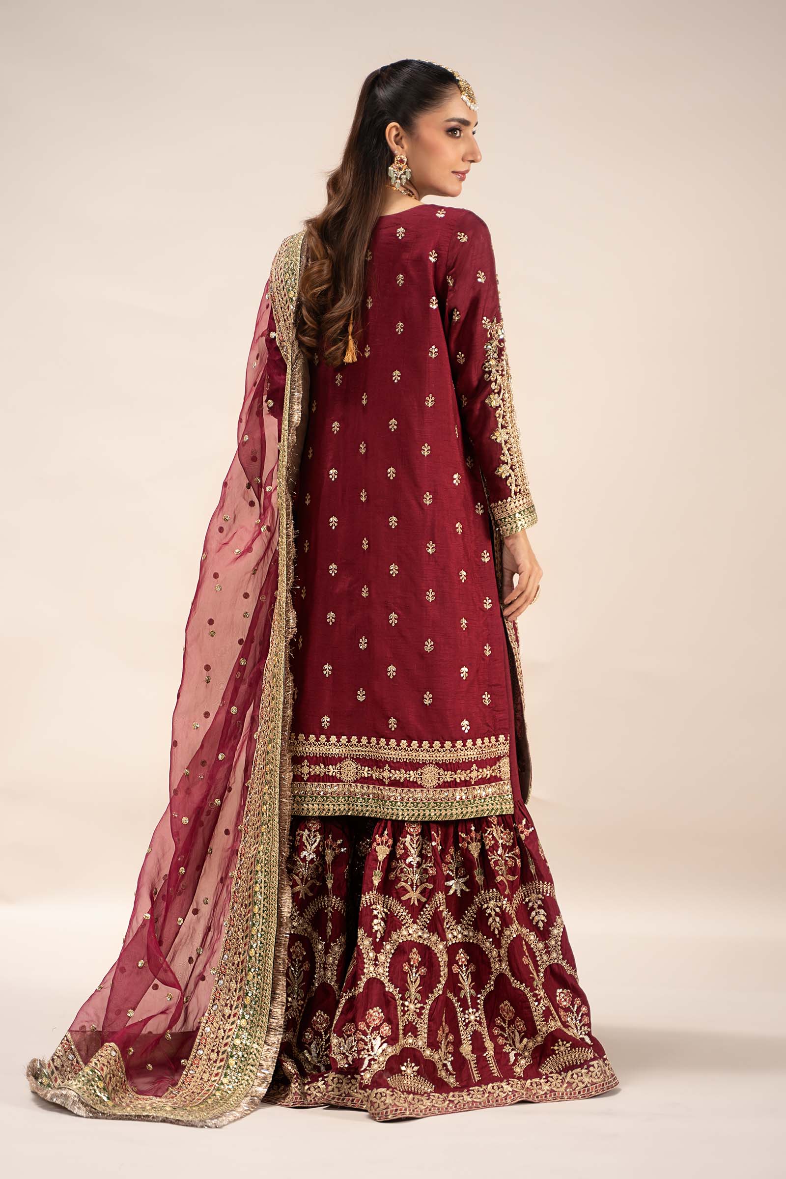 3 Piece Embroidered Raw Silk Suit - Image 11