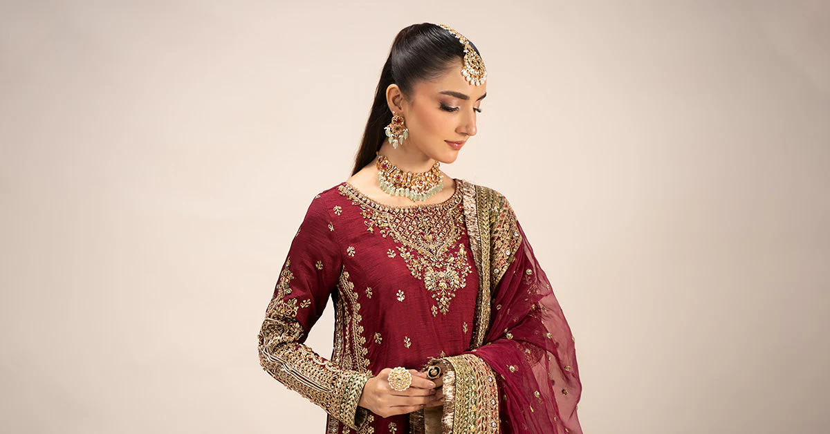 3 Piece Embroidered Raw Silk Suit - Image 12