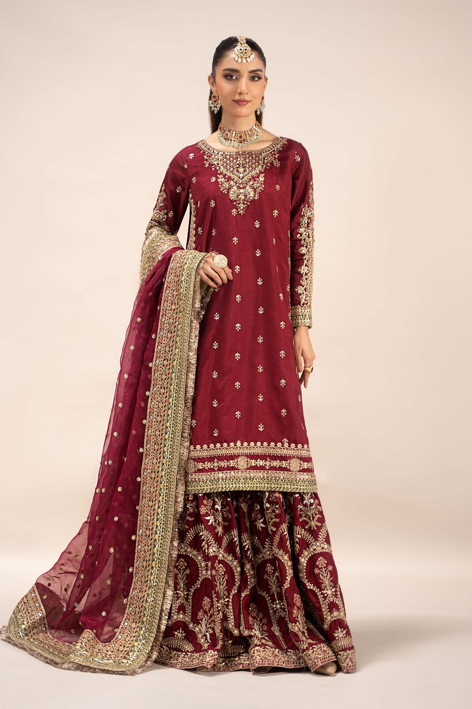 3 Piece Embroidered Raw Silk Suit - Image 4