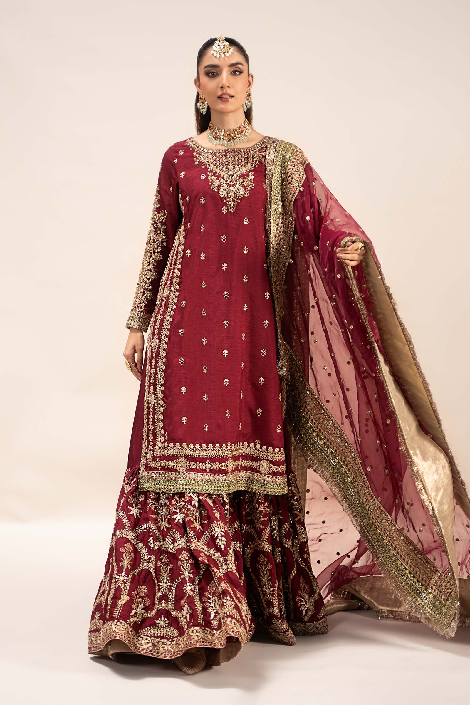 3 Piece Embroidered Raw Silk Suit - Image 7