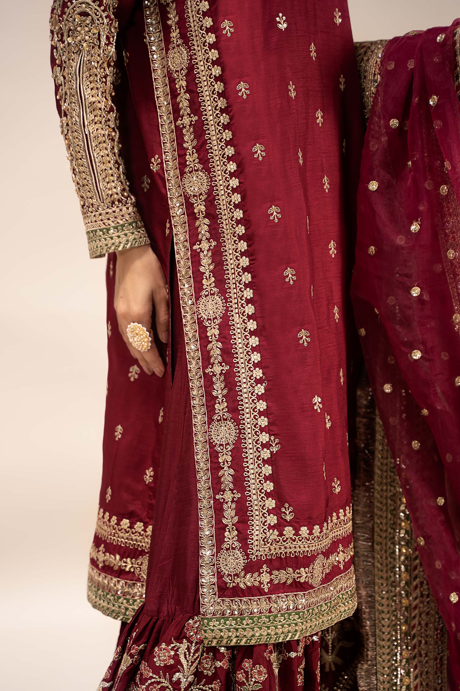 3 Piece Embroidered Raw Silk Suit - Image 8