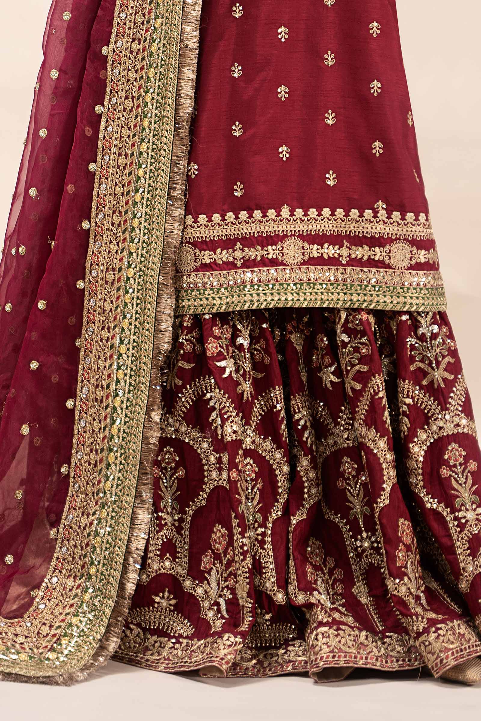 3 Piece Embroidered Raw Silk Suit - Image 9