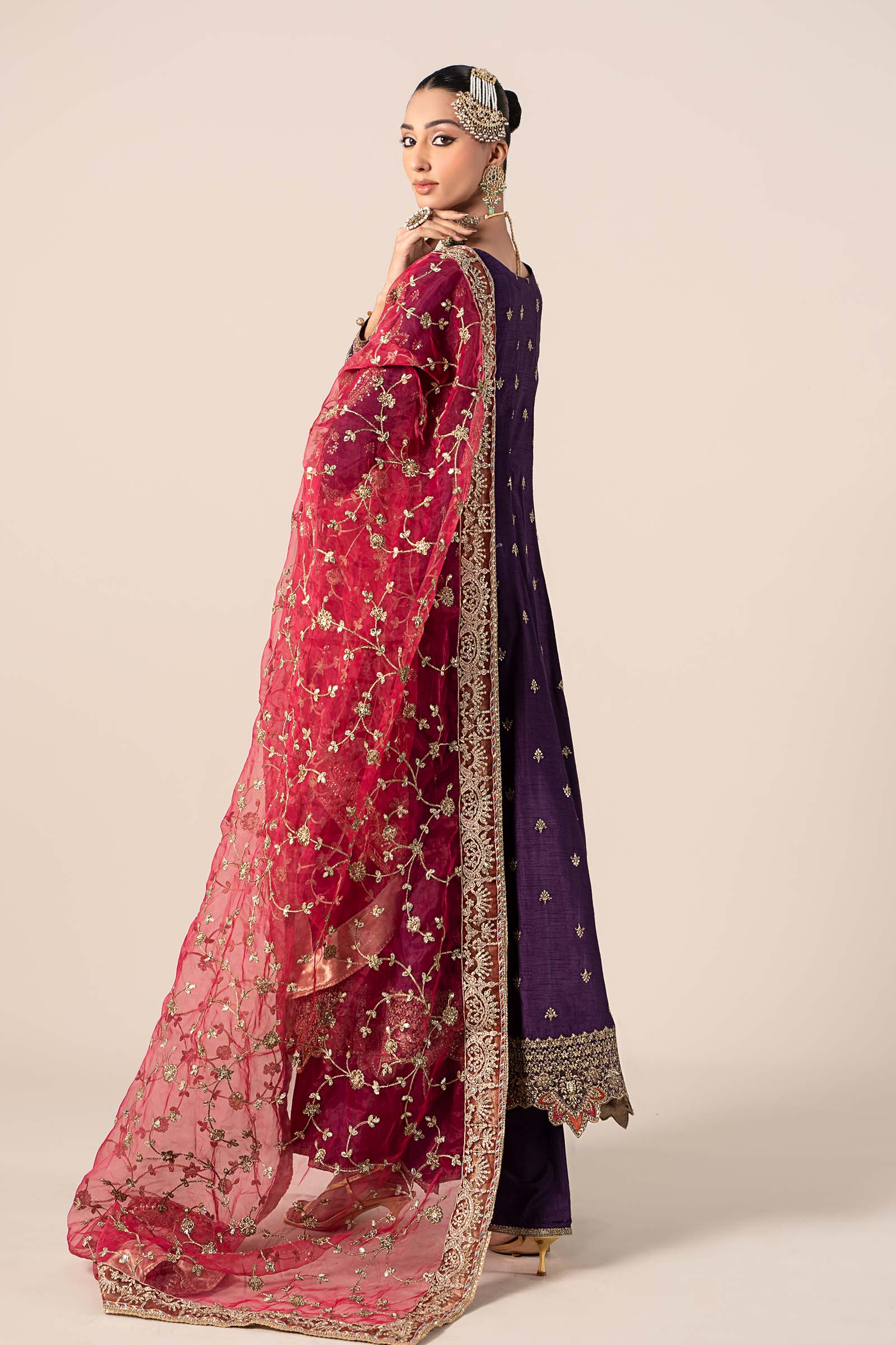 3 Piece Embroidered Raw Silk Suit - Image 6