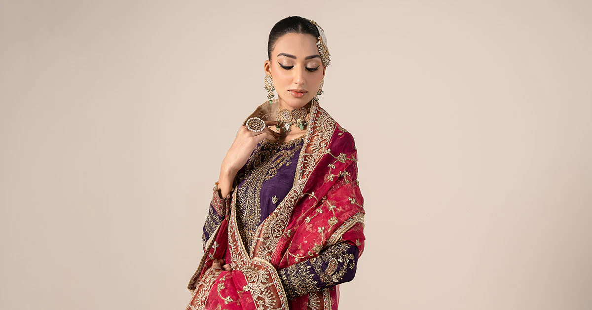 3 Piece Embroidered Raw Silk Suit - Image 7