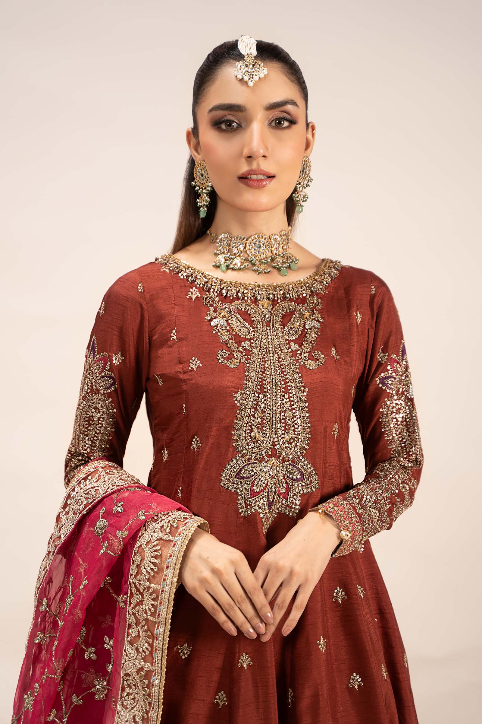 3 Piece Embroidered Raw Silk Suit - Image 2