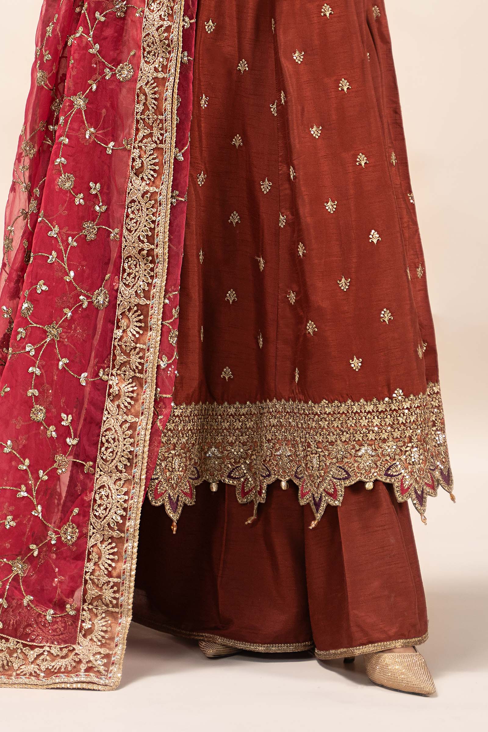 3 Piece Embroidered Raw Silk Suit - Image 6
