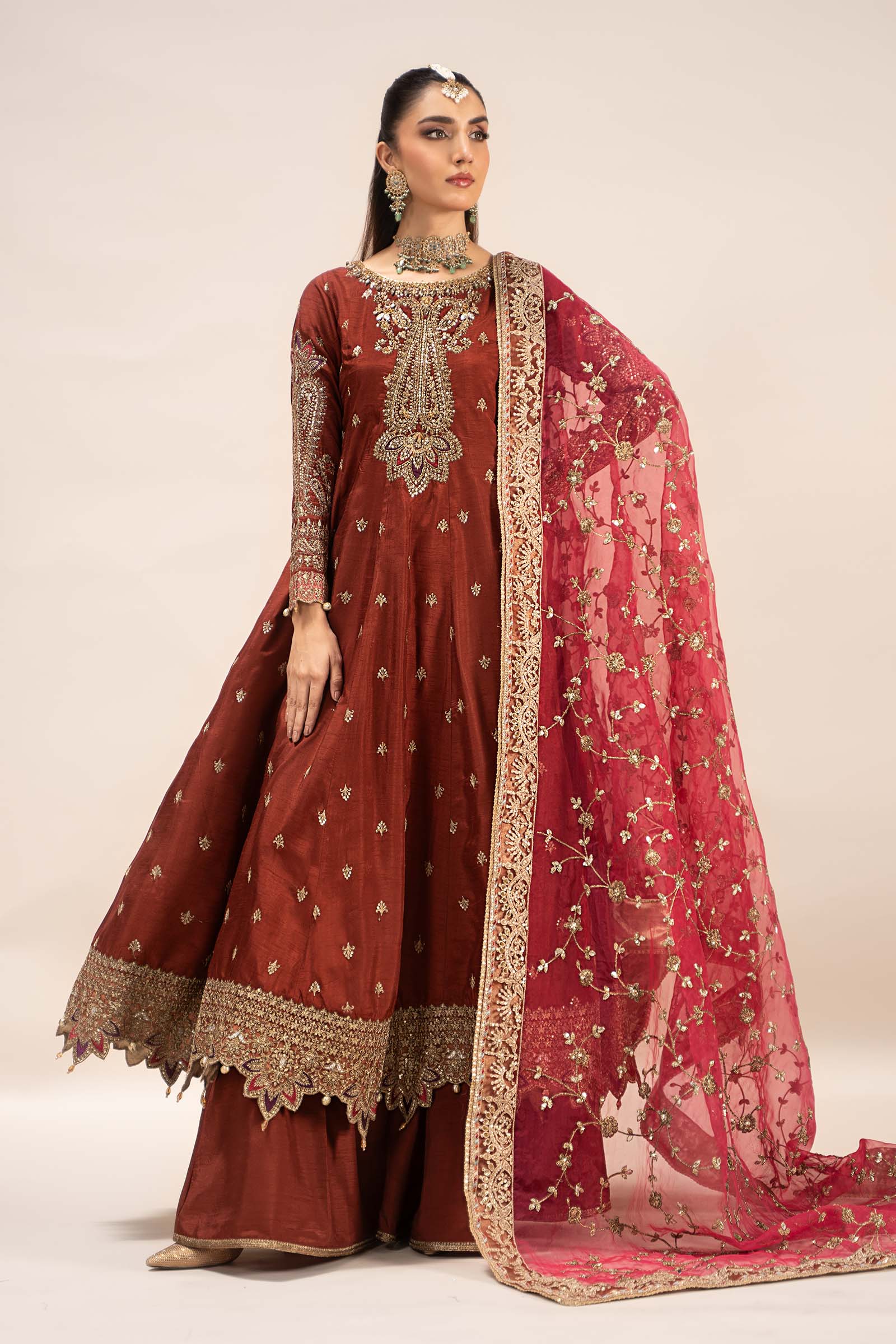 3 Piece Embroidered Raw Silk Suit - Image 7
