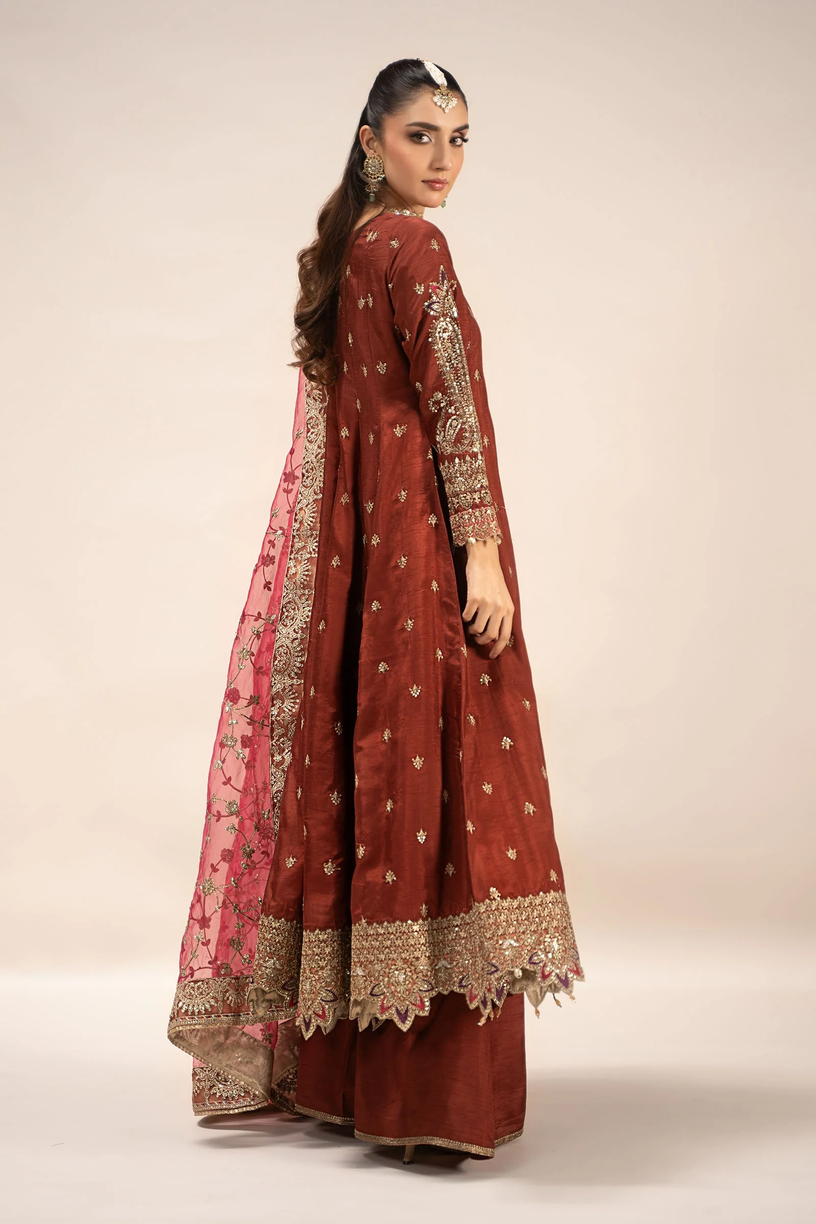 3 Piece Embroidered Raw Silk Suit - Image 9