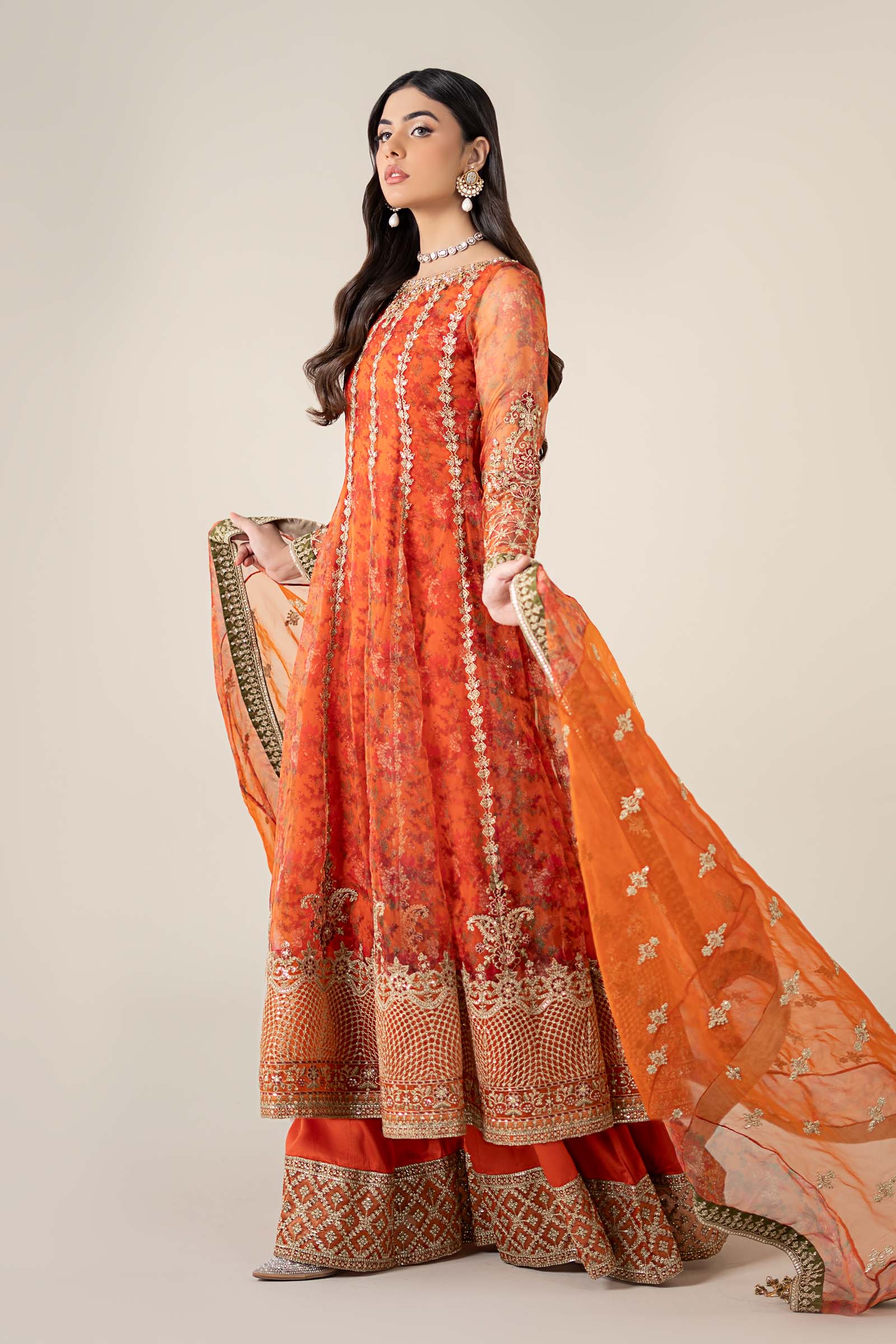 3 Piece Embroidered Organza Suit - Image 4