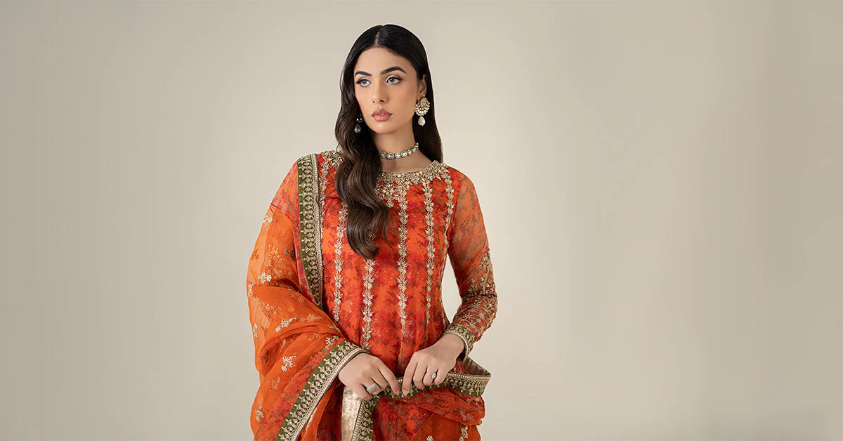 3 Piece Embroidered Organza Suit - Image 8
