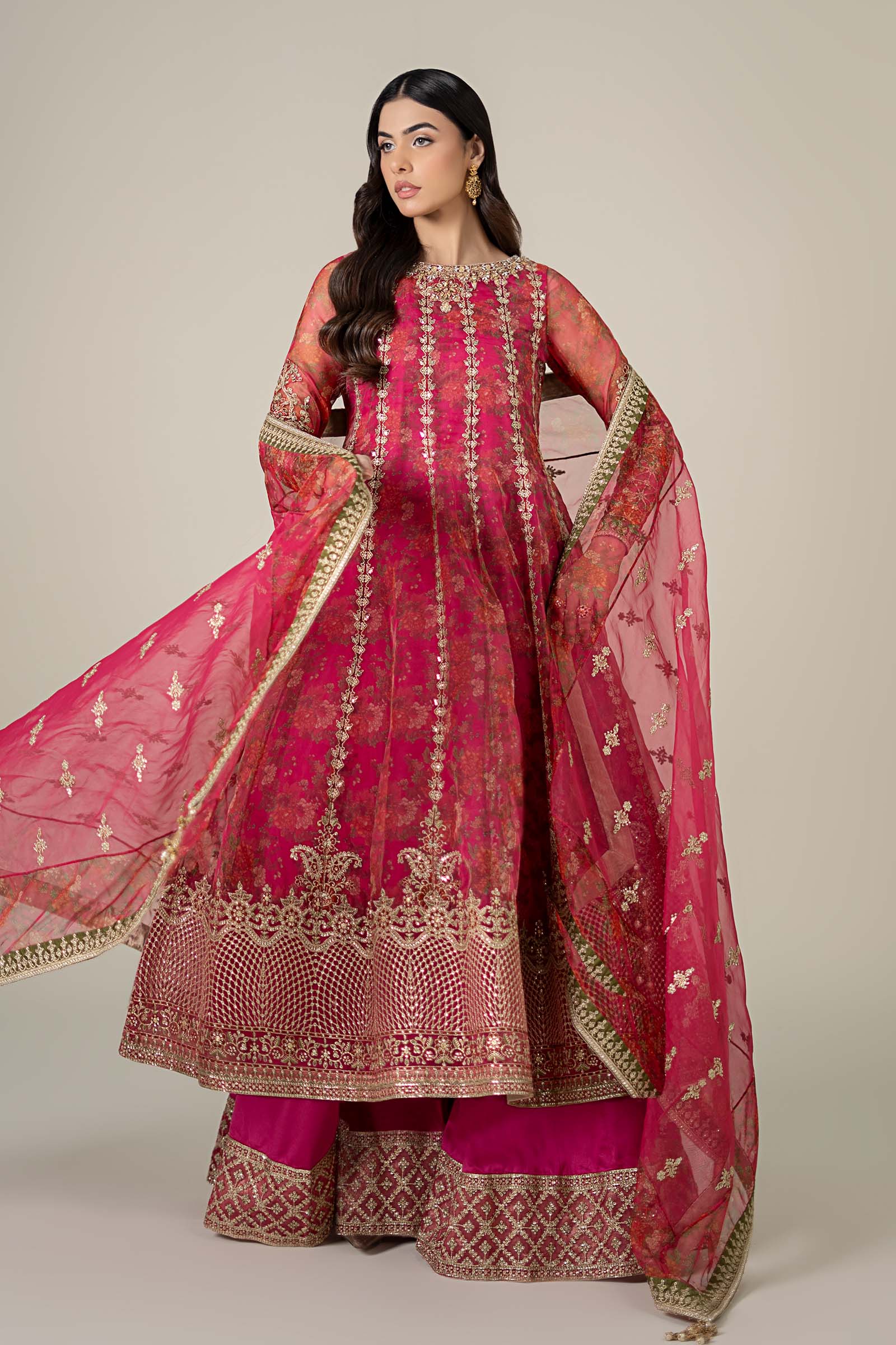 3 Piece Embroidered Organza Suit - Image 3