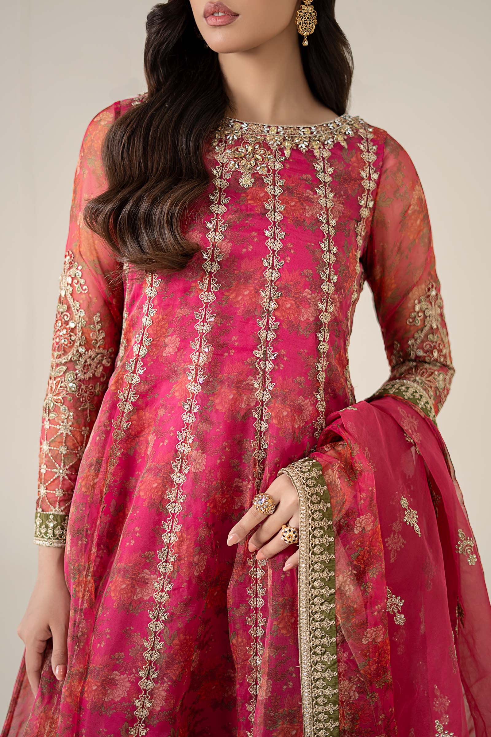 3 Piece Embroidered Organza Suit - Image 4