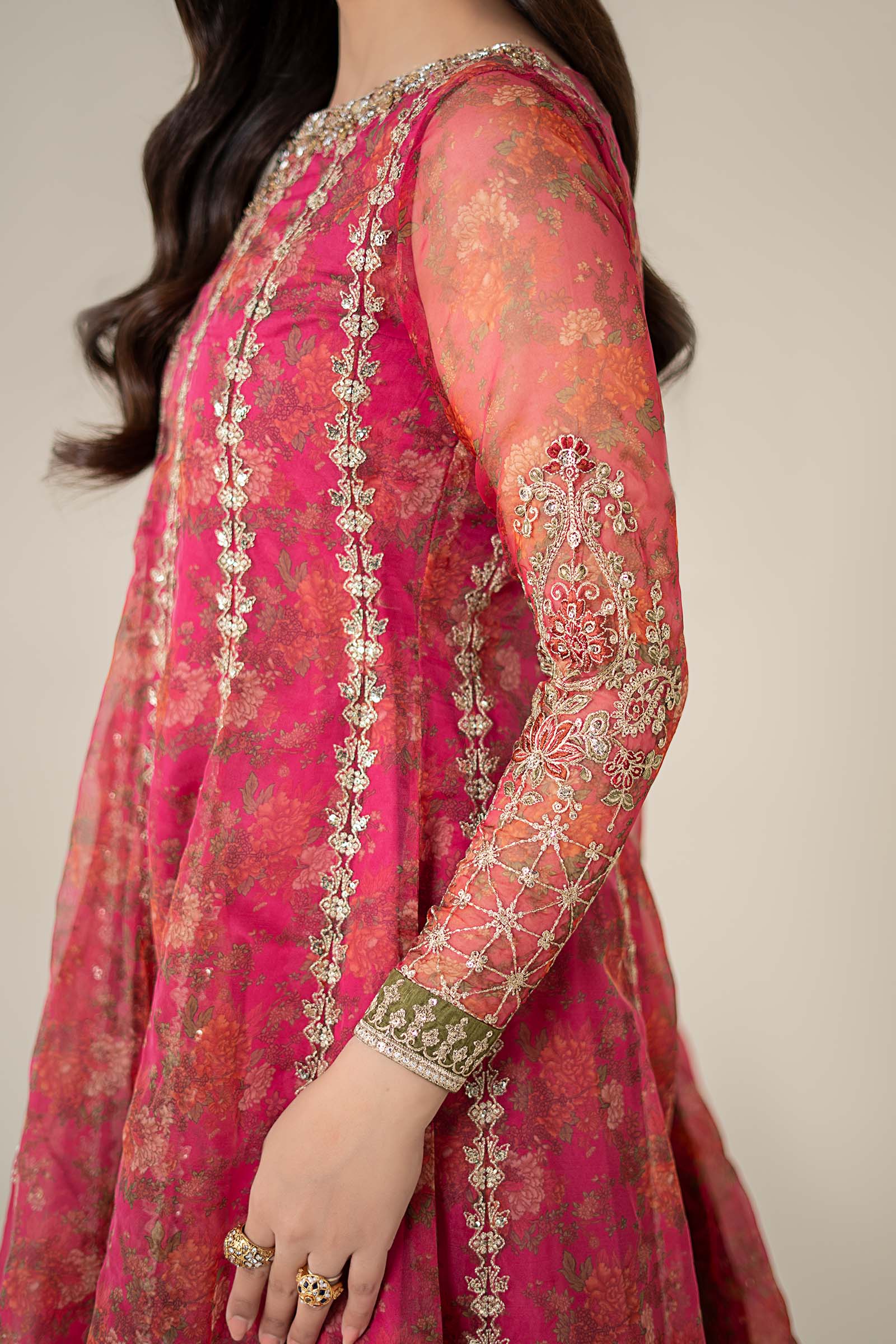 3 Piece Embroidered Organza Suit - Image 5