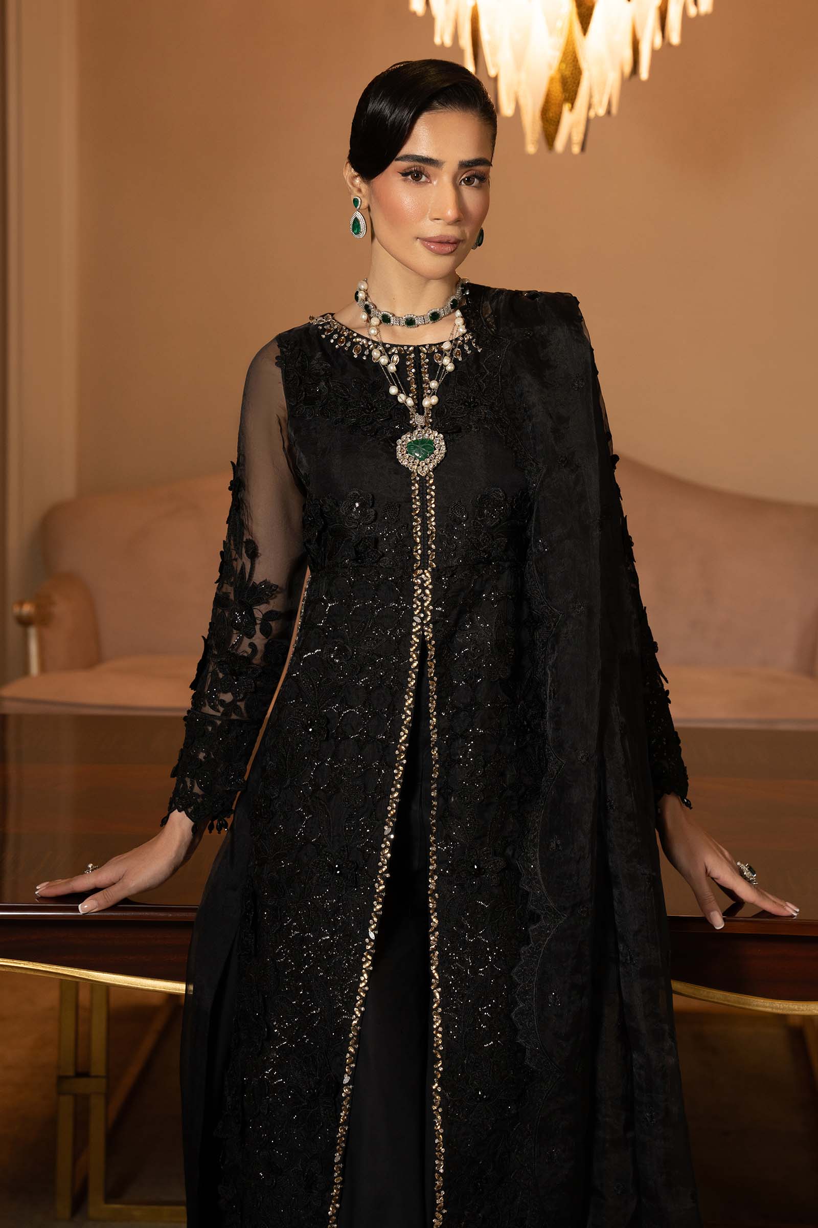 3 Piece Embroidered Organza Suit - Image 2