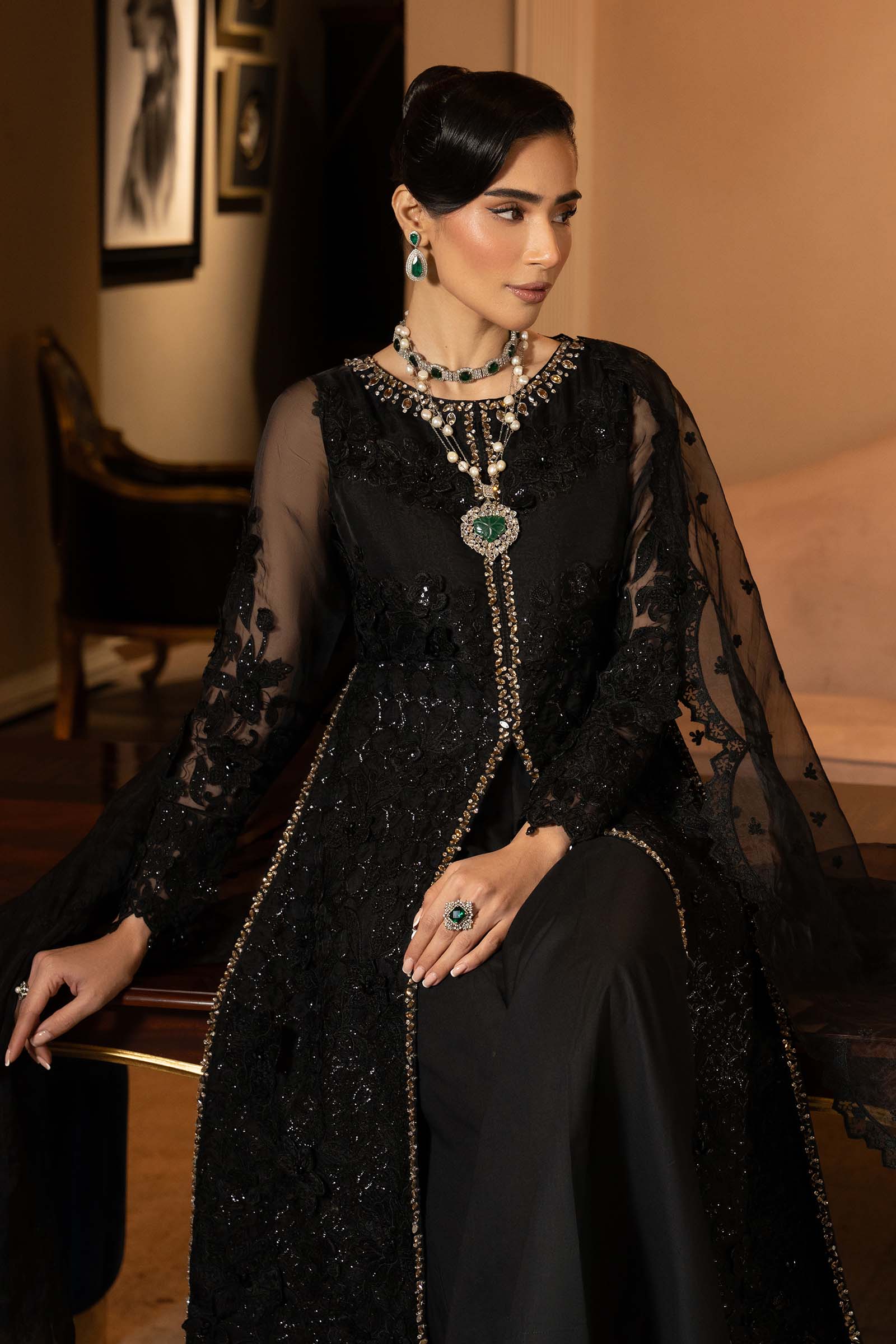 3 Piece Embroidered Organza Suit - Image 5