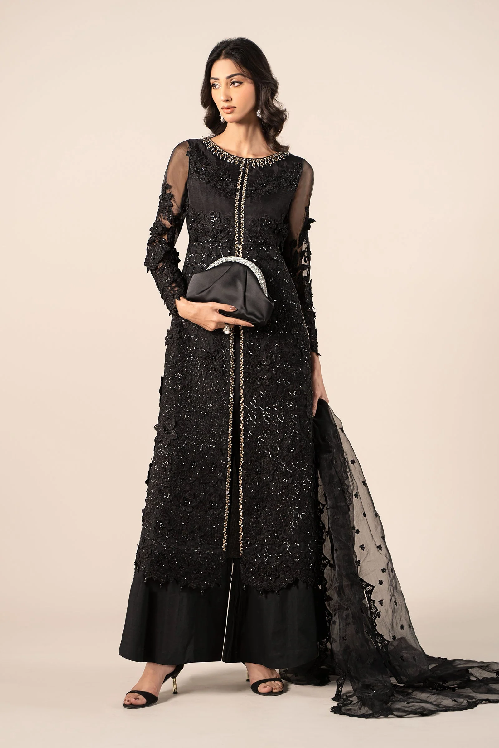 3 Piece Embroidered Organza Suit - Image 8