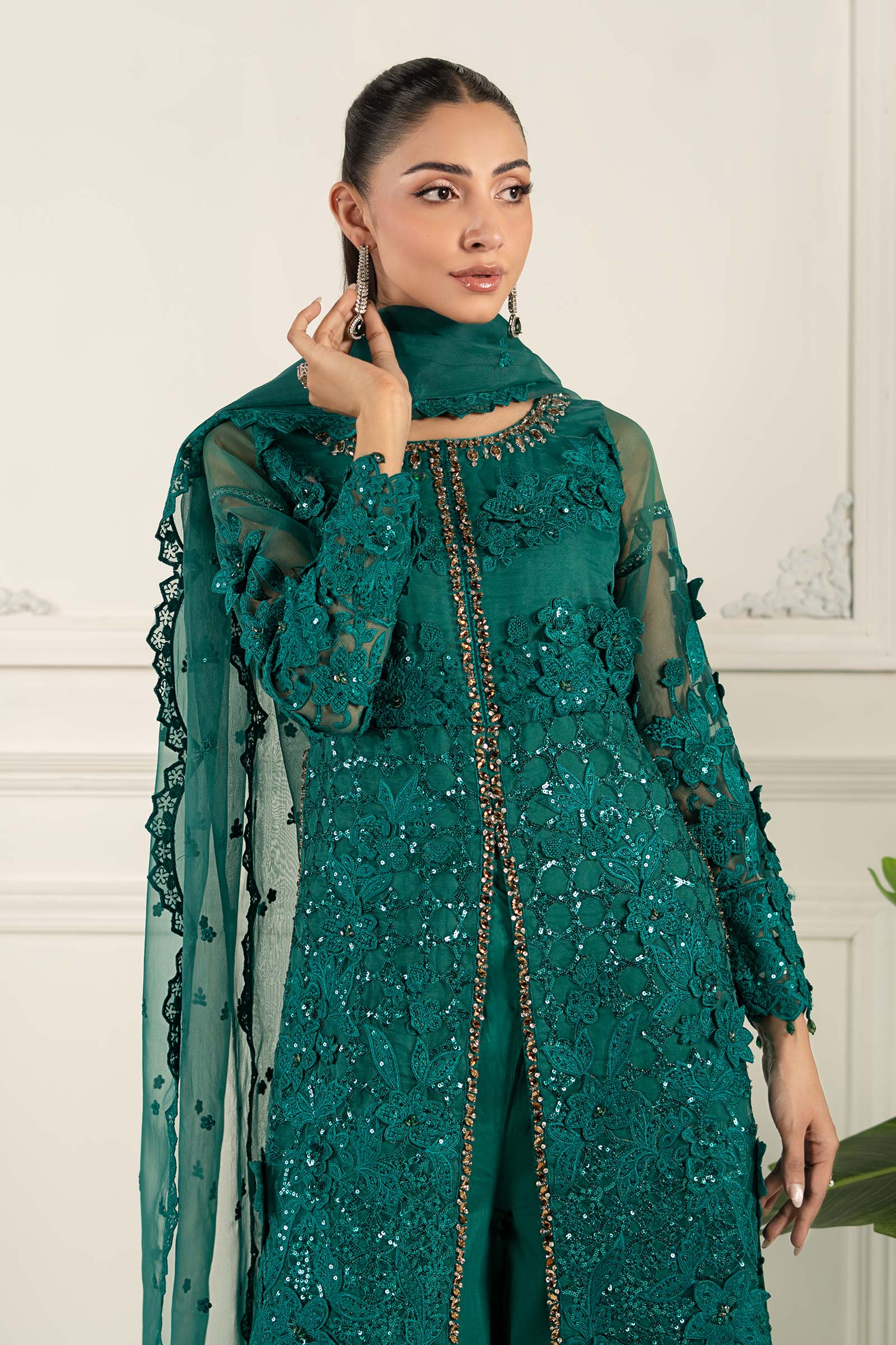 3 Piece Embroidered Organza Suit - Image 3
