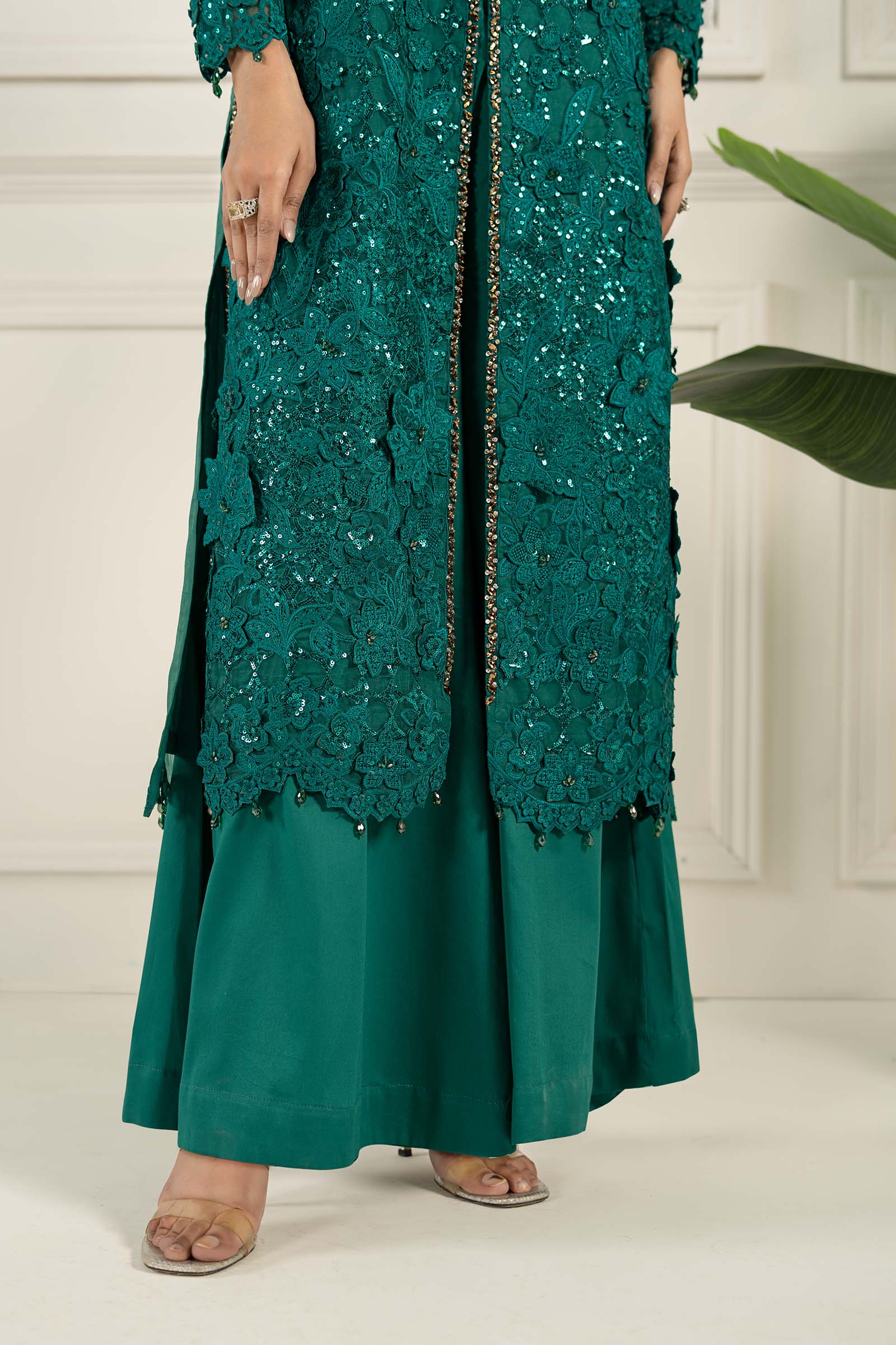 3 Piece Embroidered Organza Suit - Image 4