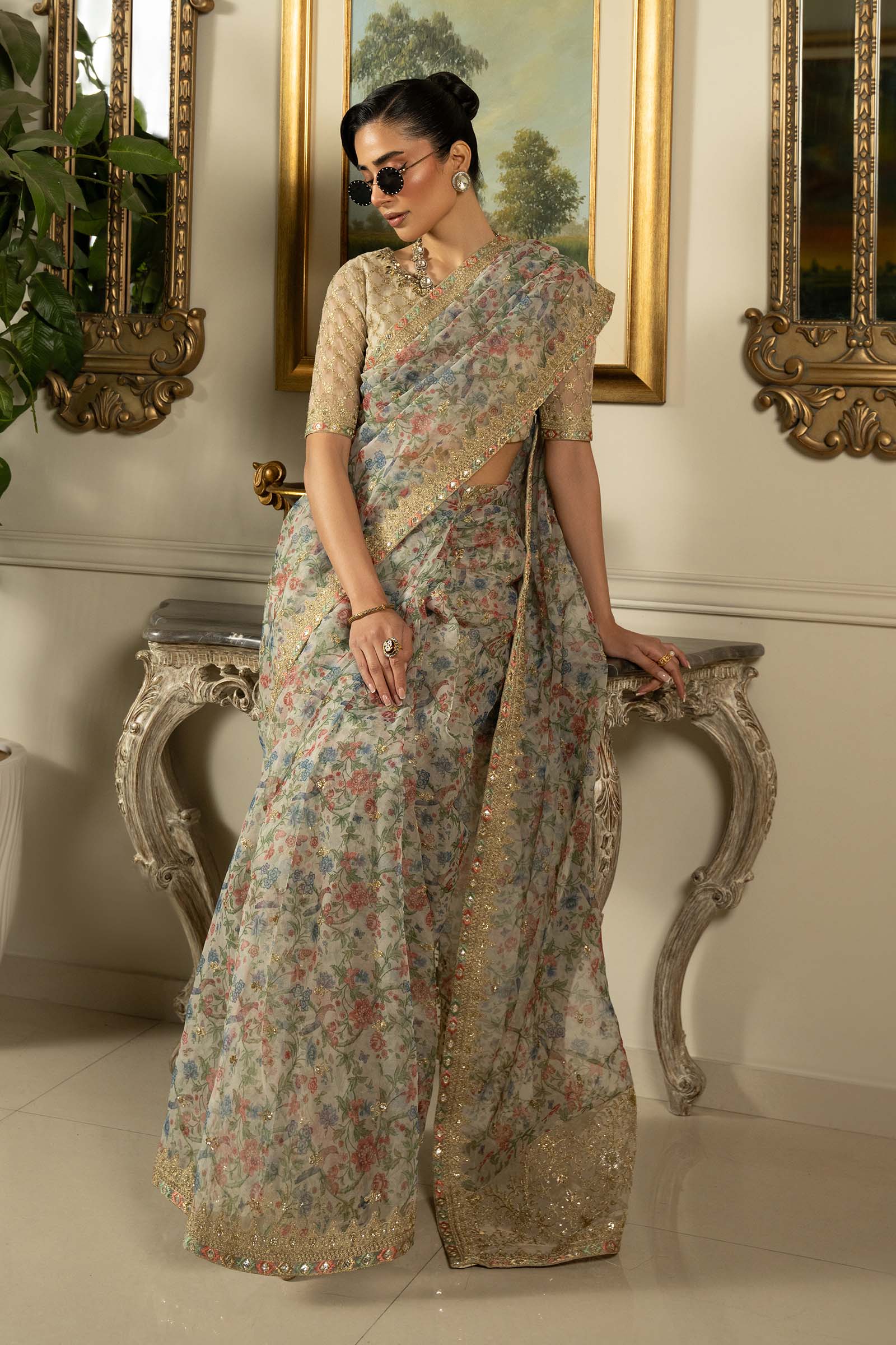 Embroidered Organza Saree - Image 10
