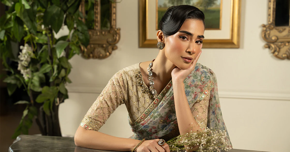 Embroidered Organza Saree - Image 12