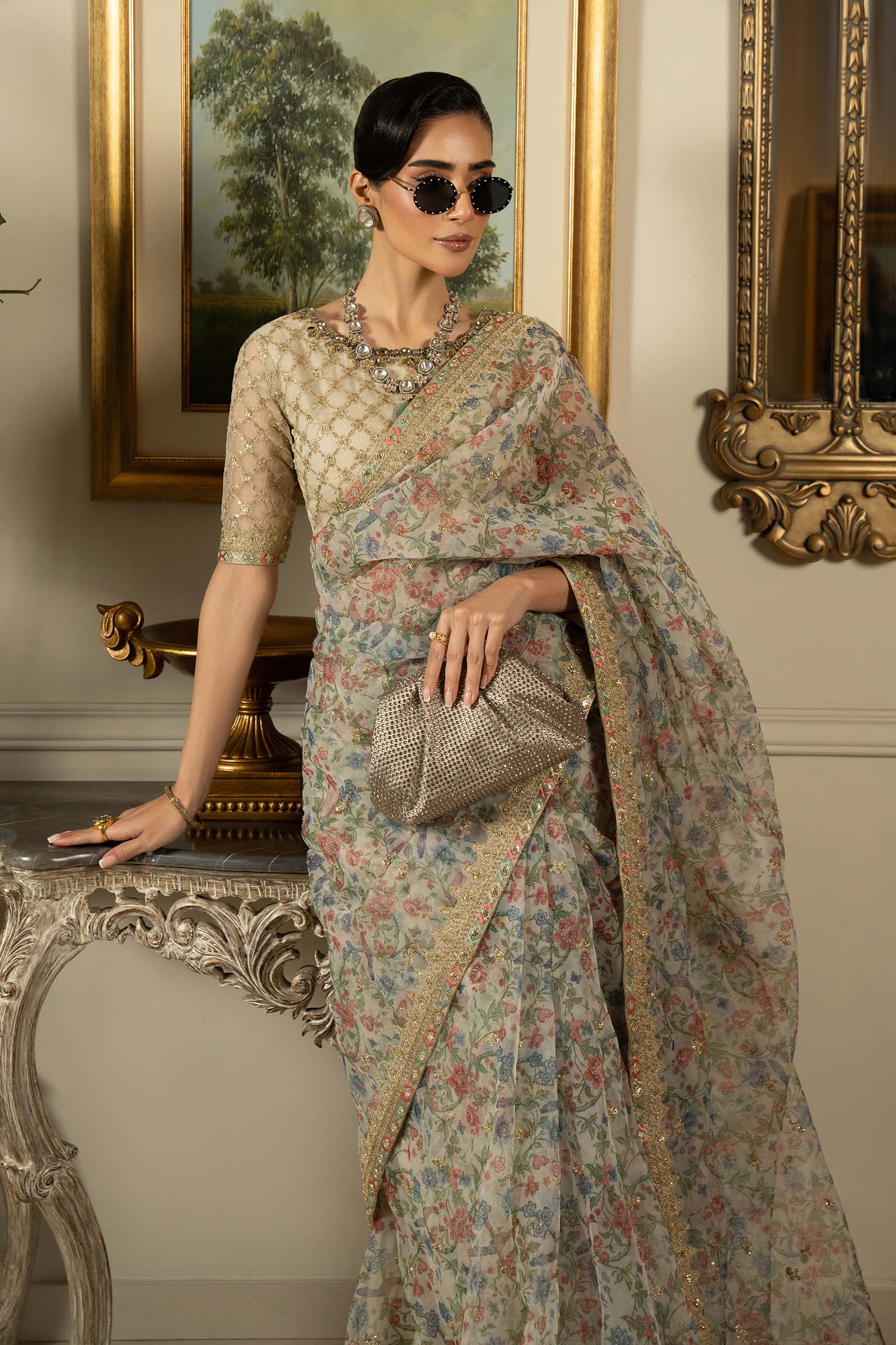 Embroidered Organza Saree - Image 4