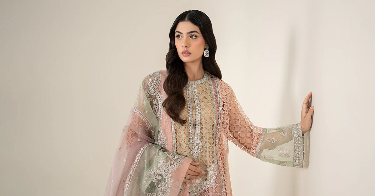 3 Piece Embroidered Organza Suit - Image 11