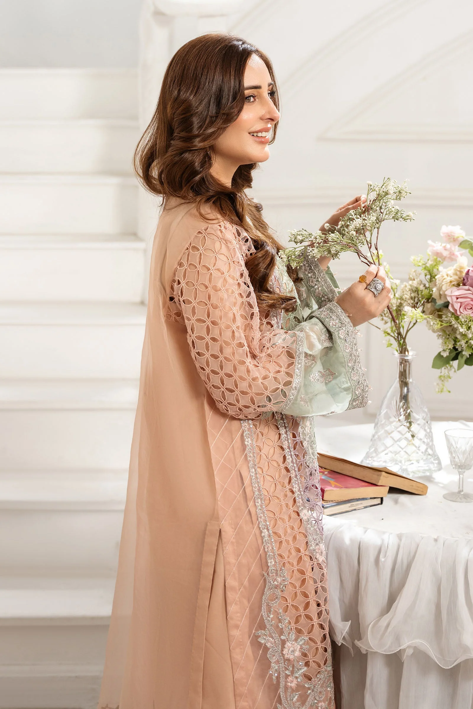 3 Piece Embroidered Organza Suit - Image 4
