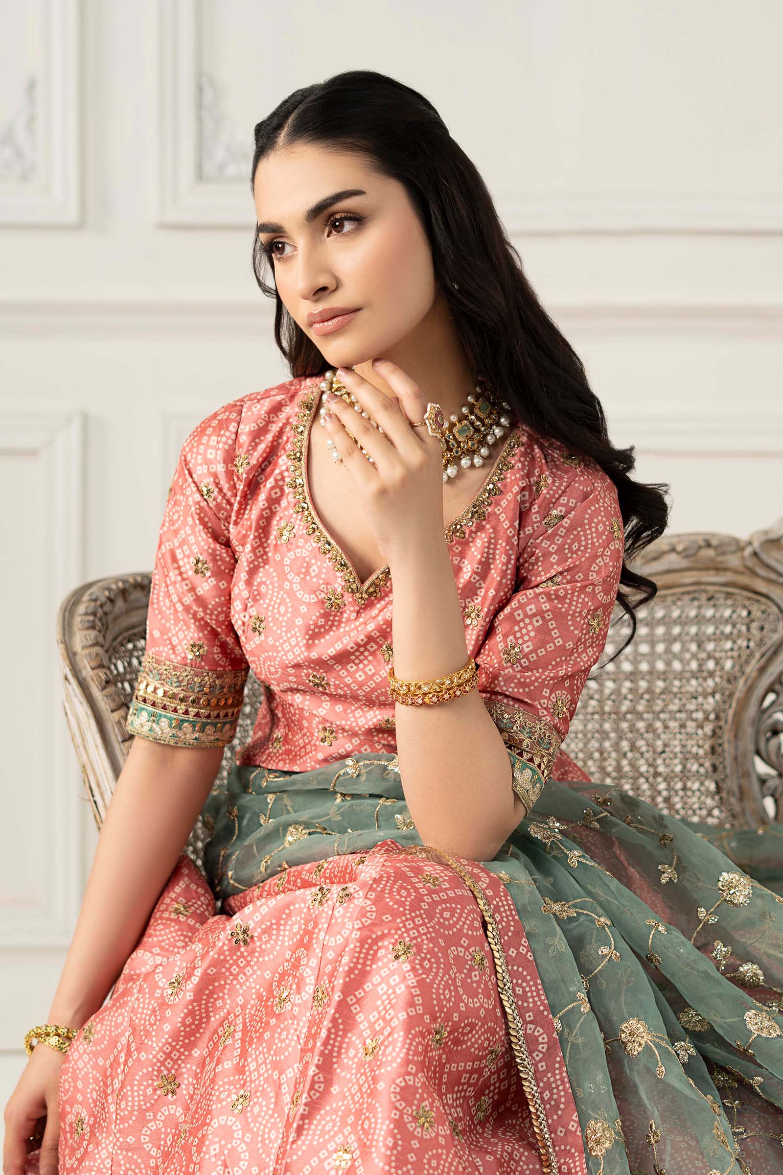 3 Piece Embroidered Raw Silk Suit - Image 2