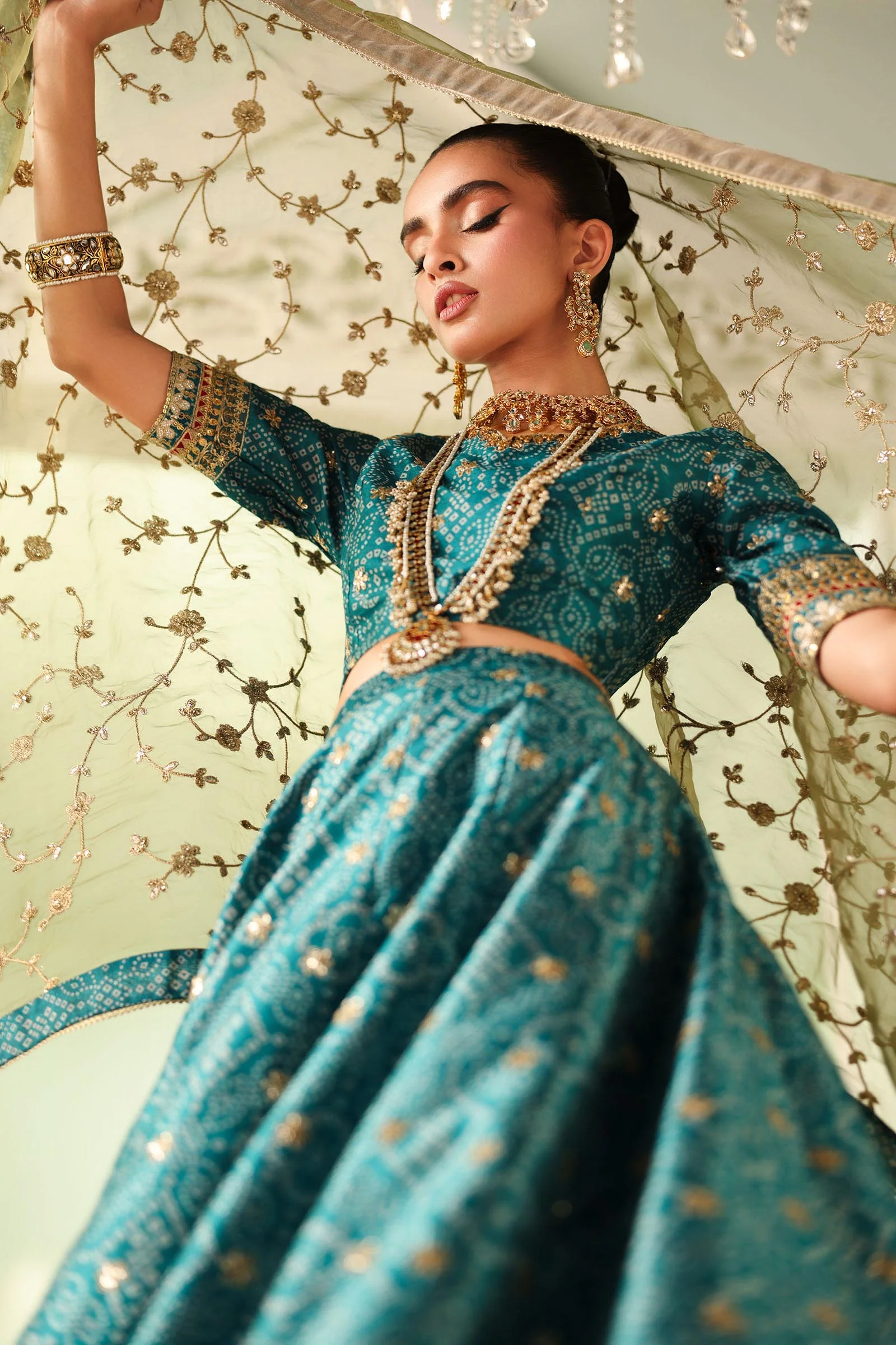 3 Piece Embroidered Raw Silk Suit - Image 4