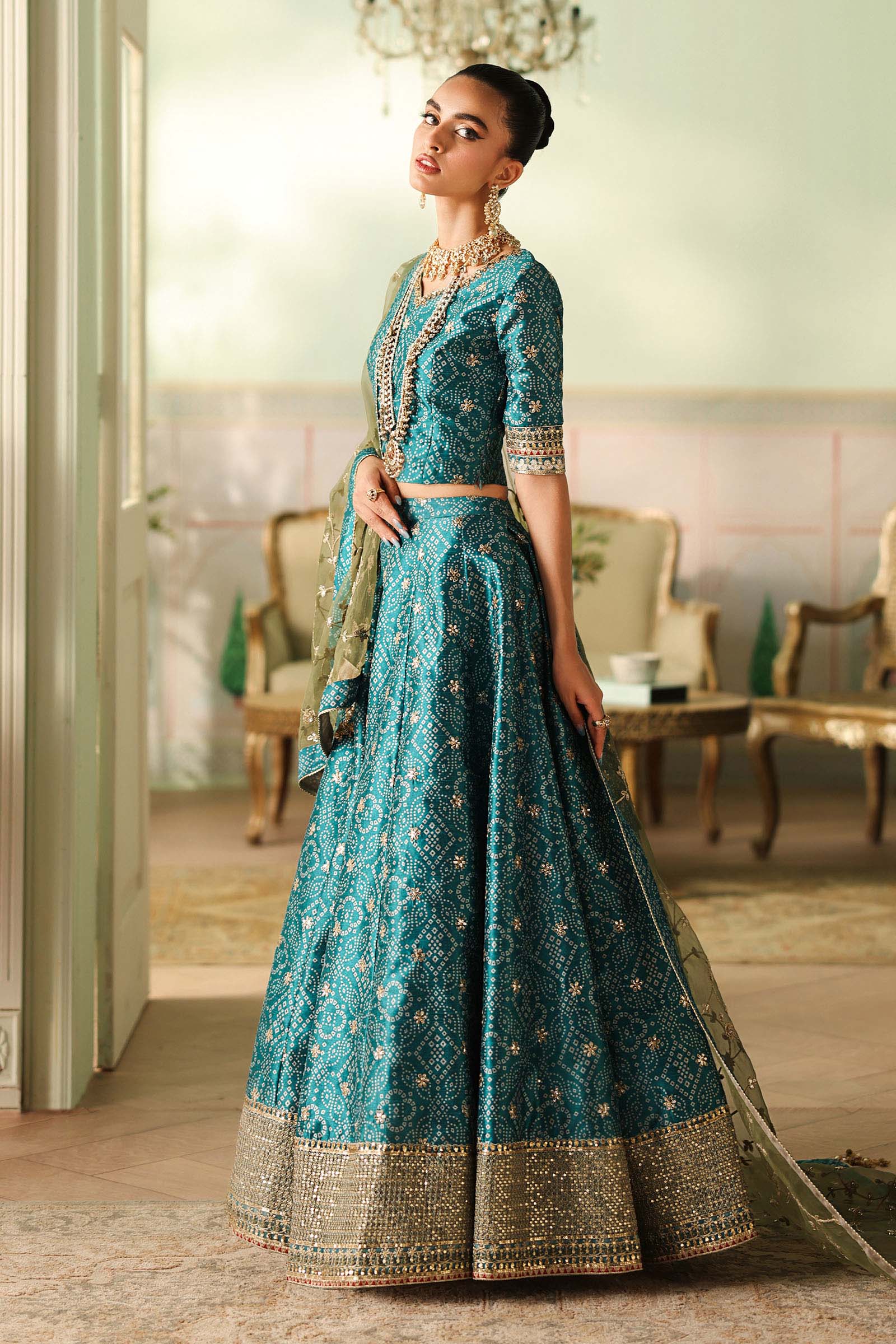 3 Piece Embroidered Raw Silk Suit - Image 6