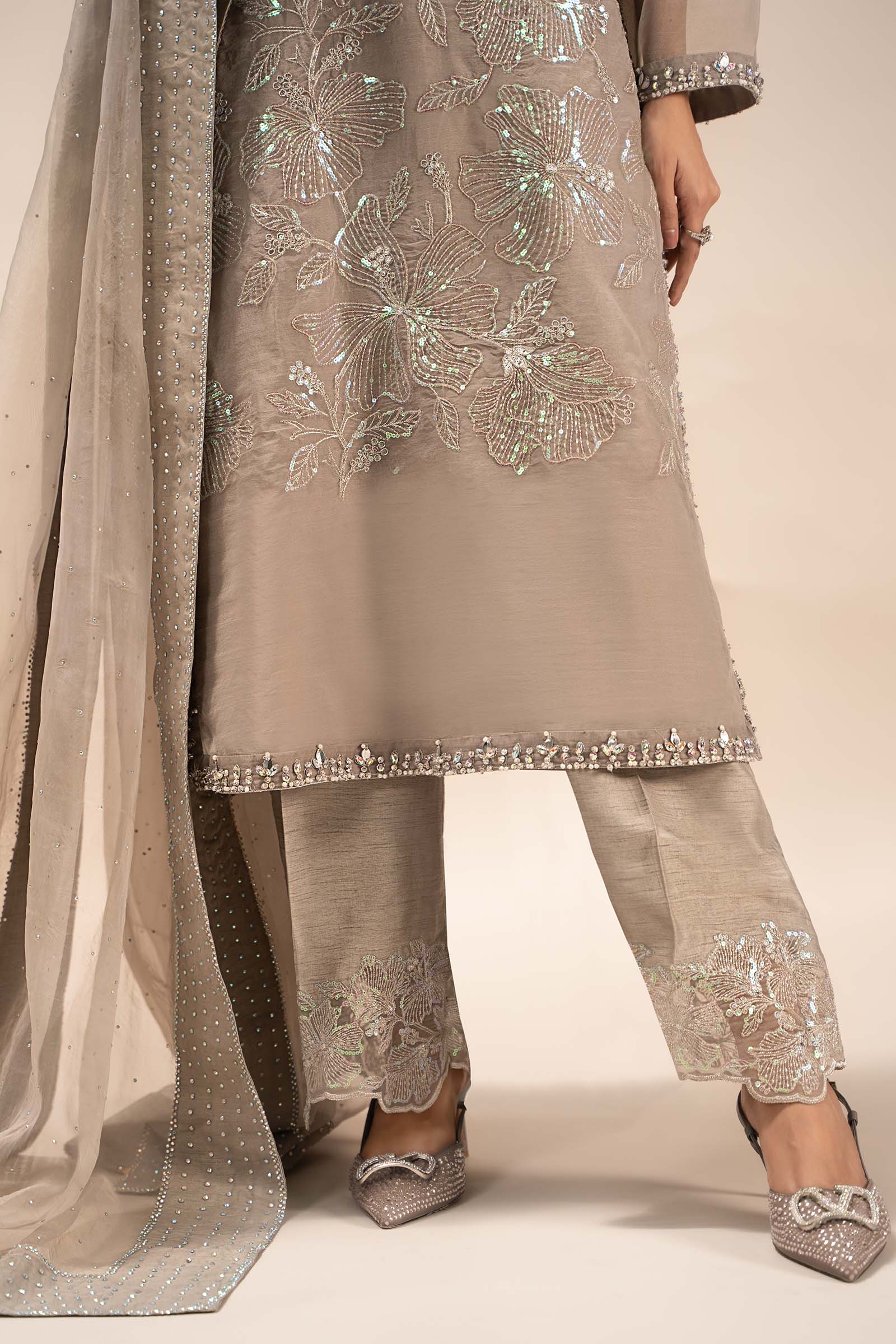 3 Piece Embroidered Organza Suit - Image 11