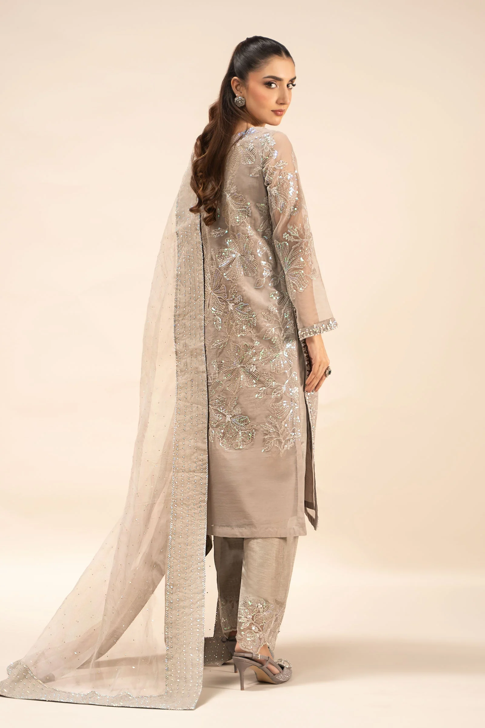 3 Piece Embroidered Organza Suit - Image 13