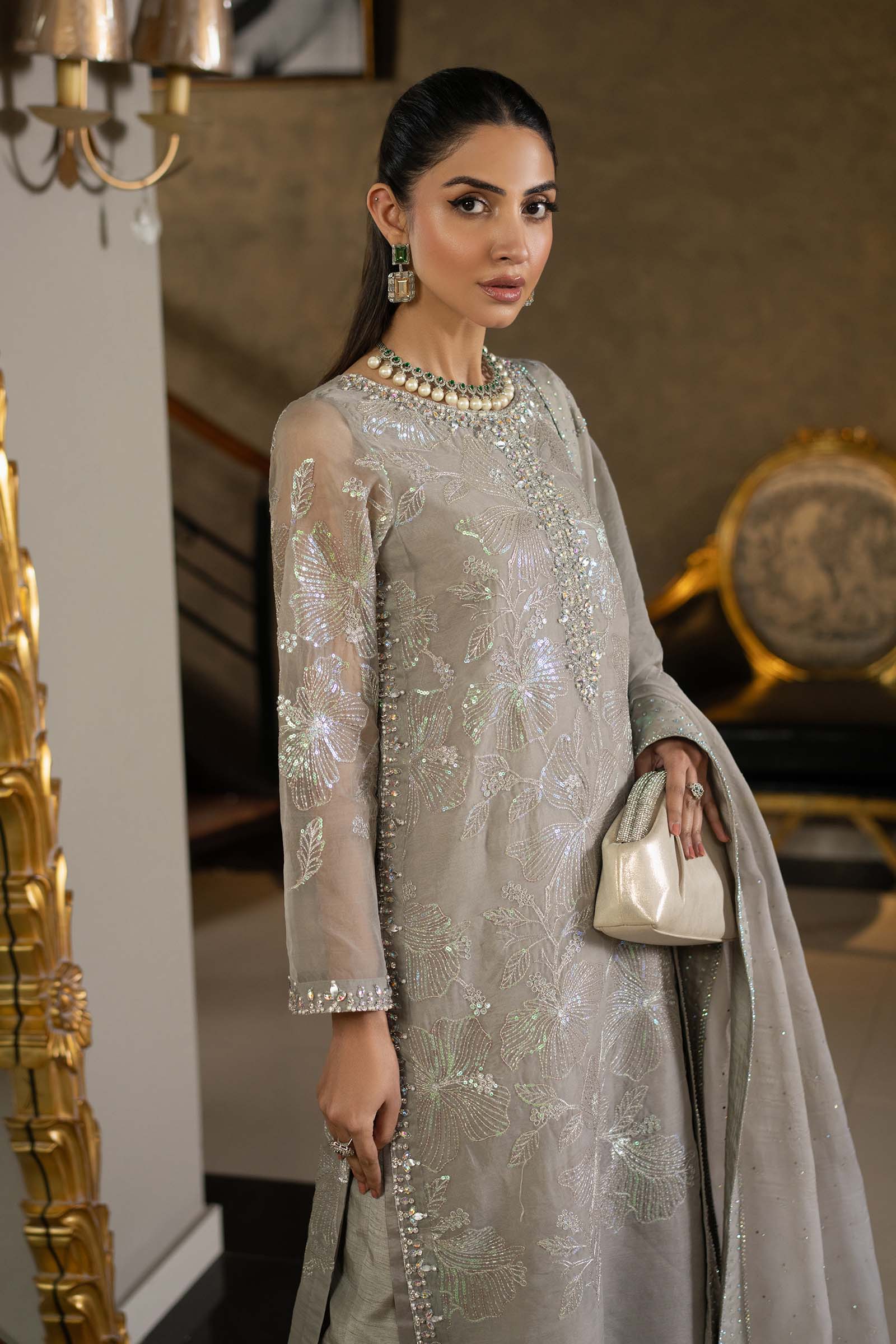 3 Piece Embroidered Organza Suit - Image 3