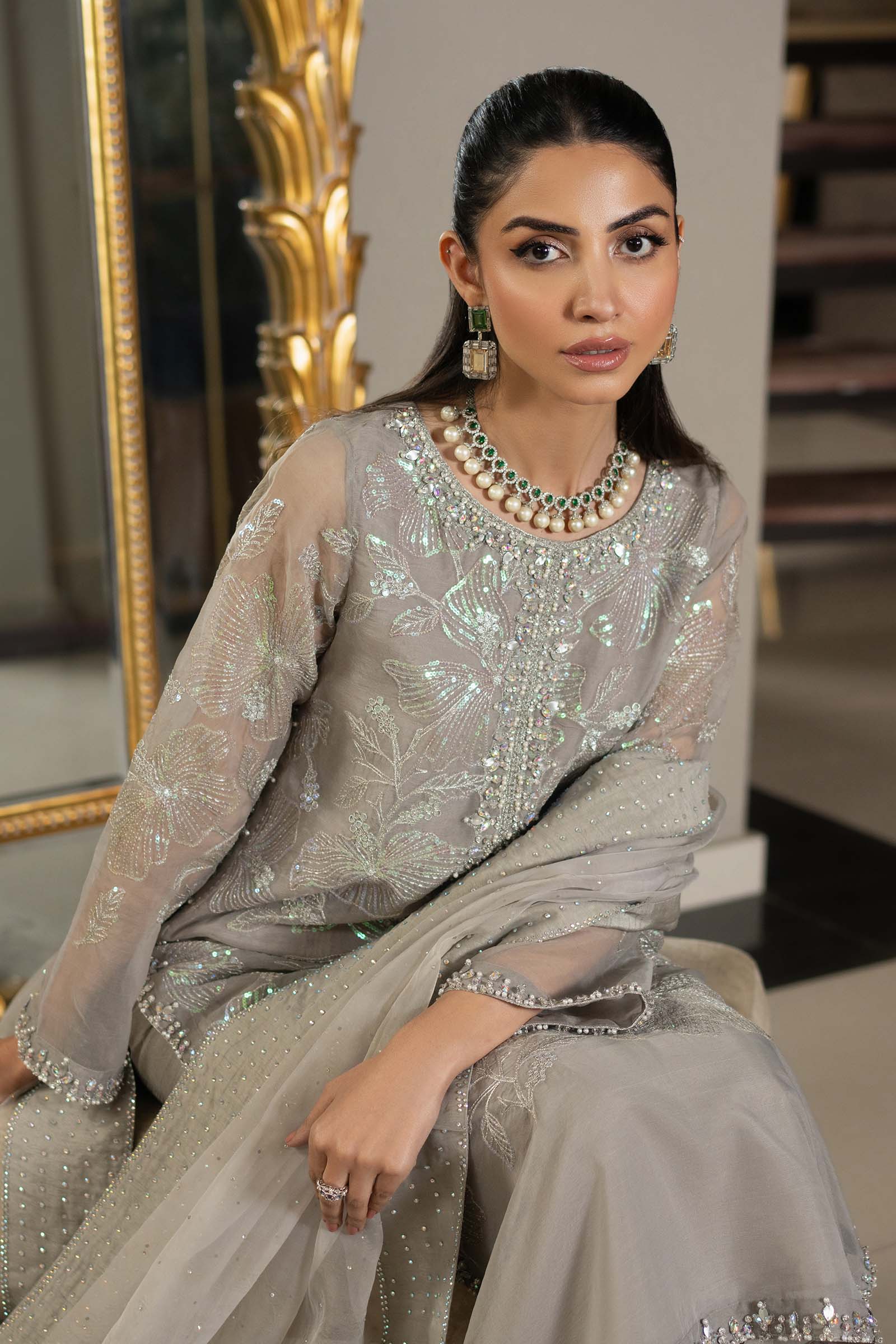 3 Piece Embroidered Organza Suit - Image 6