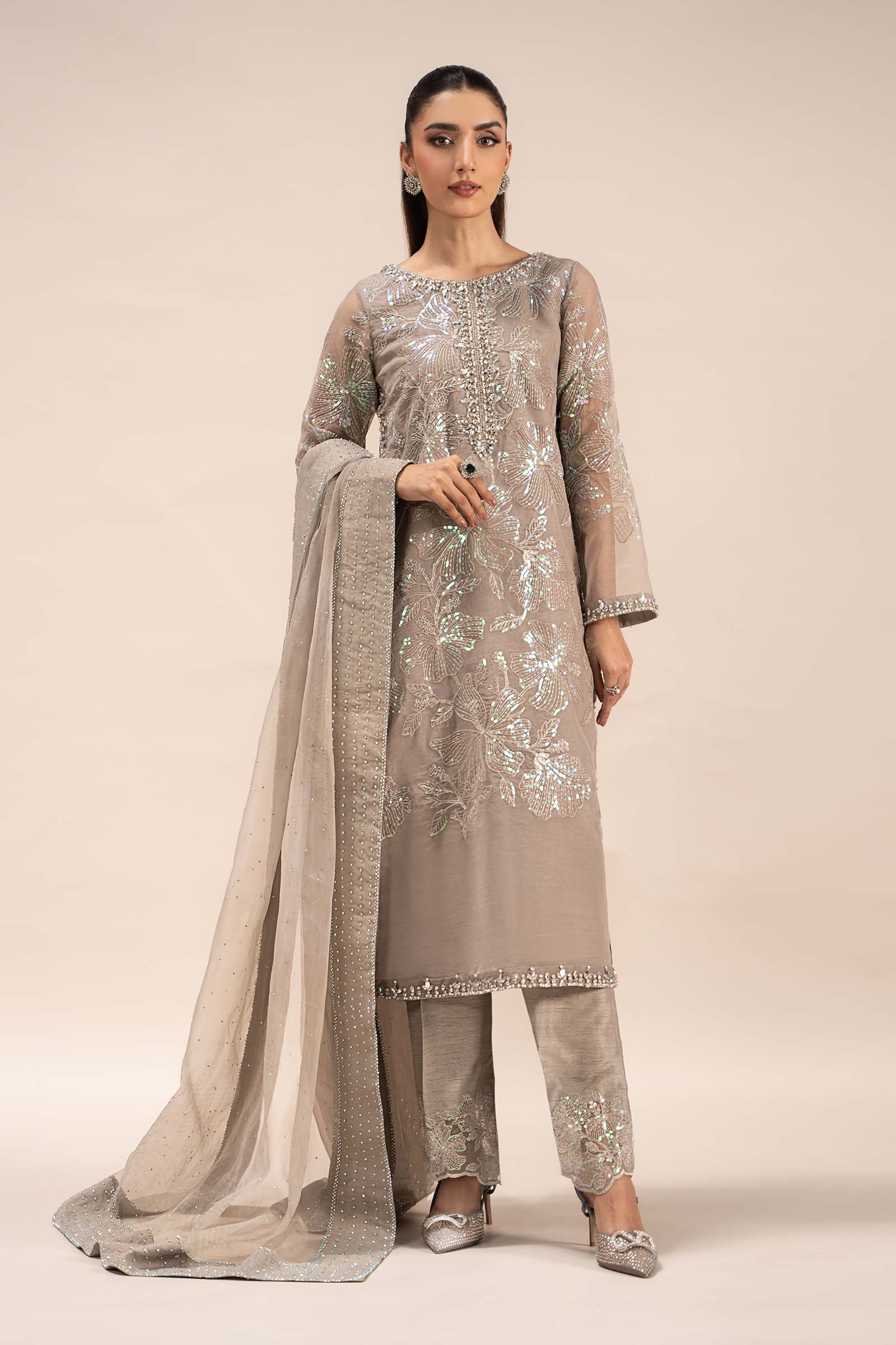 3 Piece Embroidered Organza Suit - Image 7