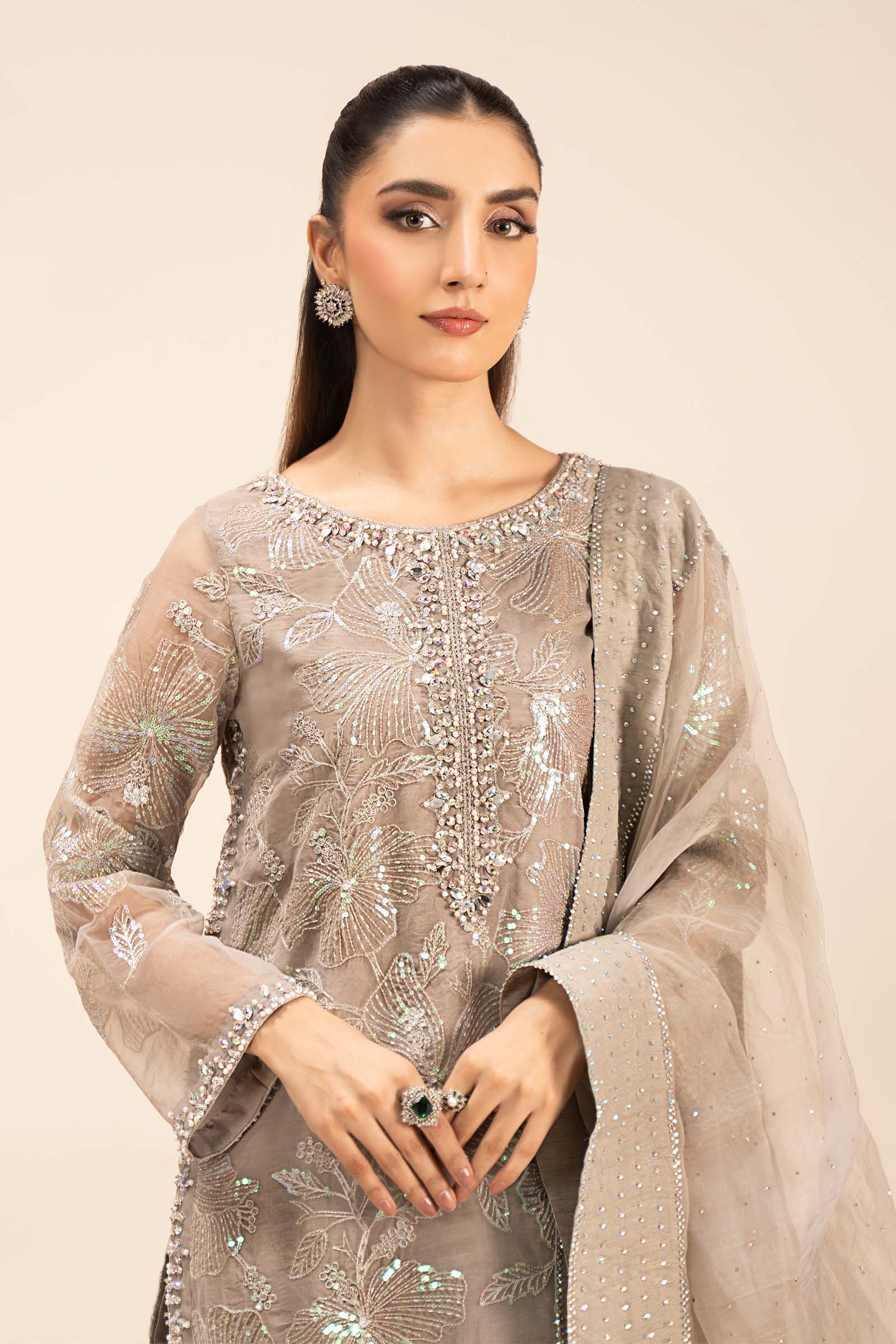 3 Piece Embroidered Organza Suit - Image 8