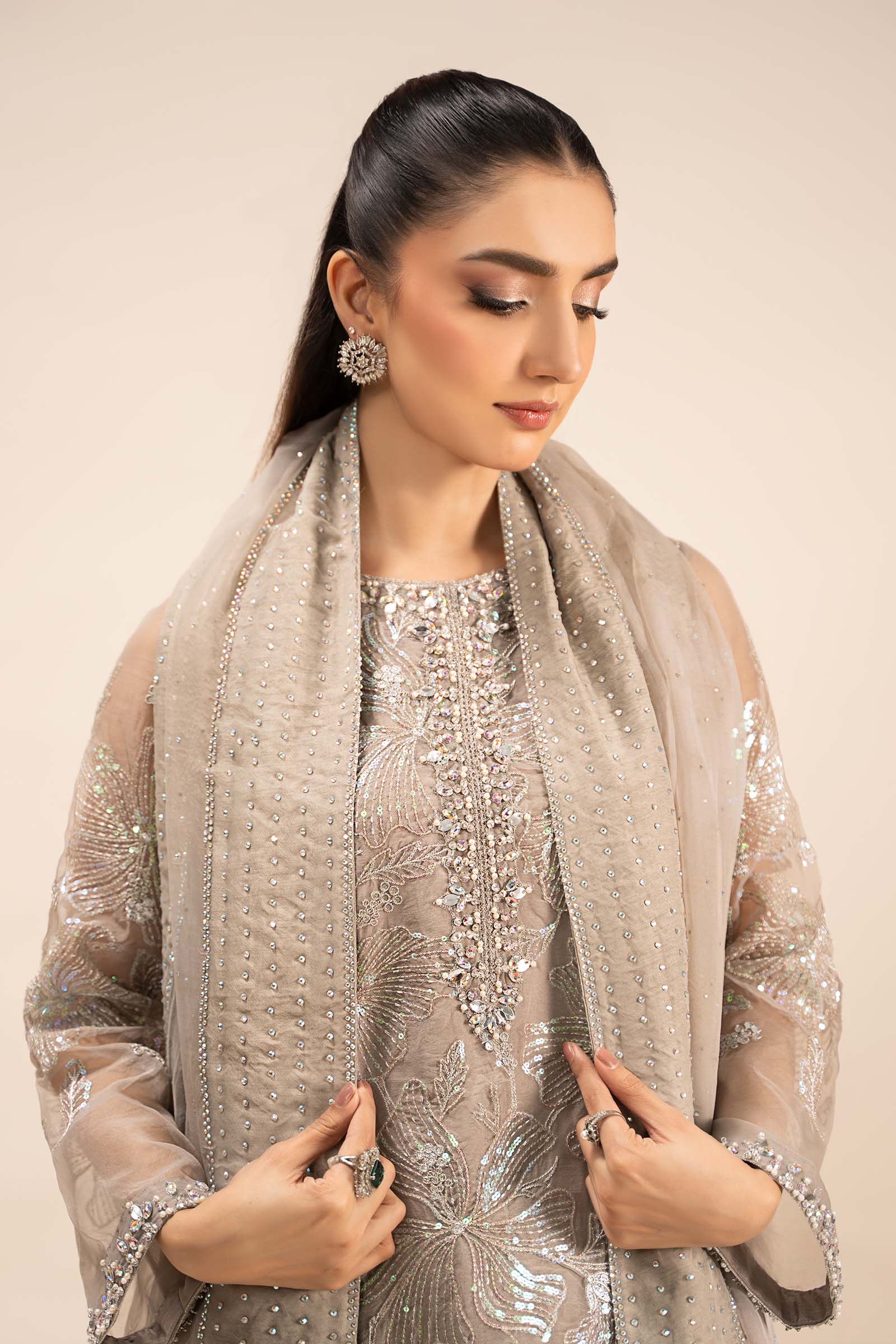3 Piece Embroidered Organza Suit - Image 9