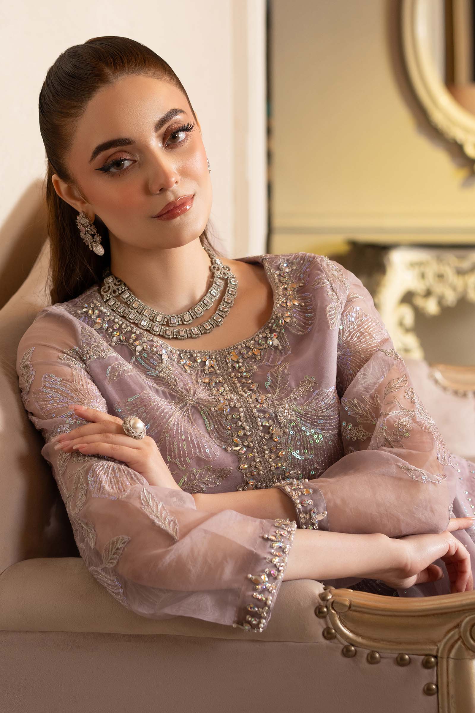 3 Piece Embroidered Organza Suit - Image 5