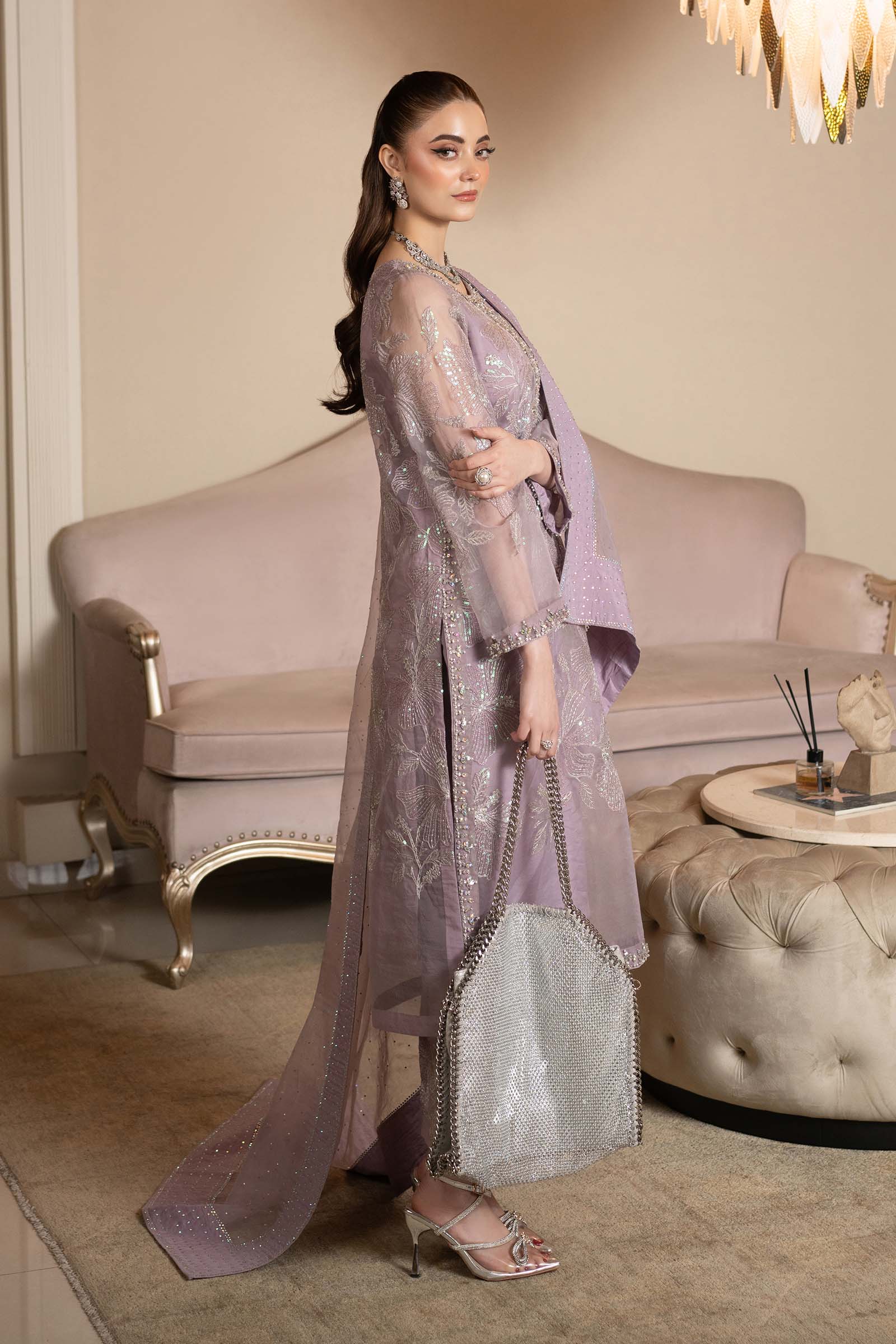 3 Piece Embroidered Organza Suit - Image 6