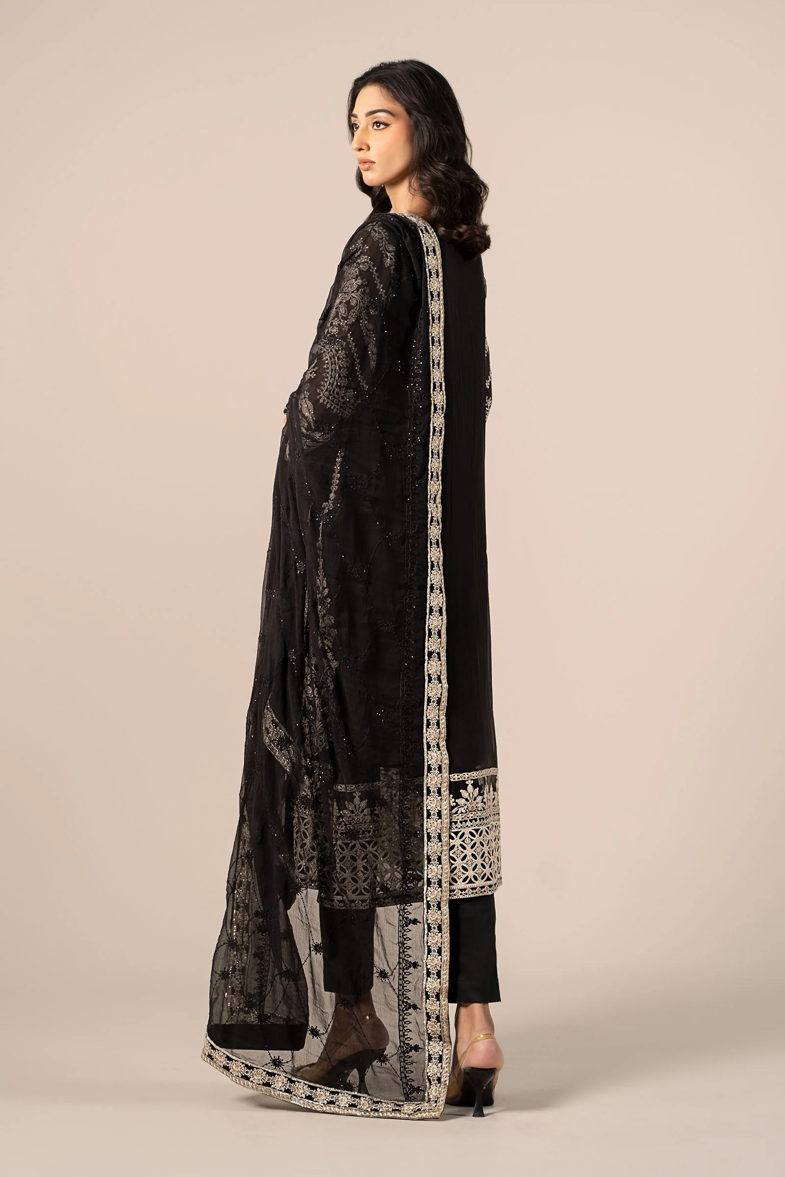 3 Piece Embroidered Chiffon Suit - Image 7