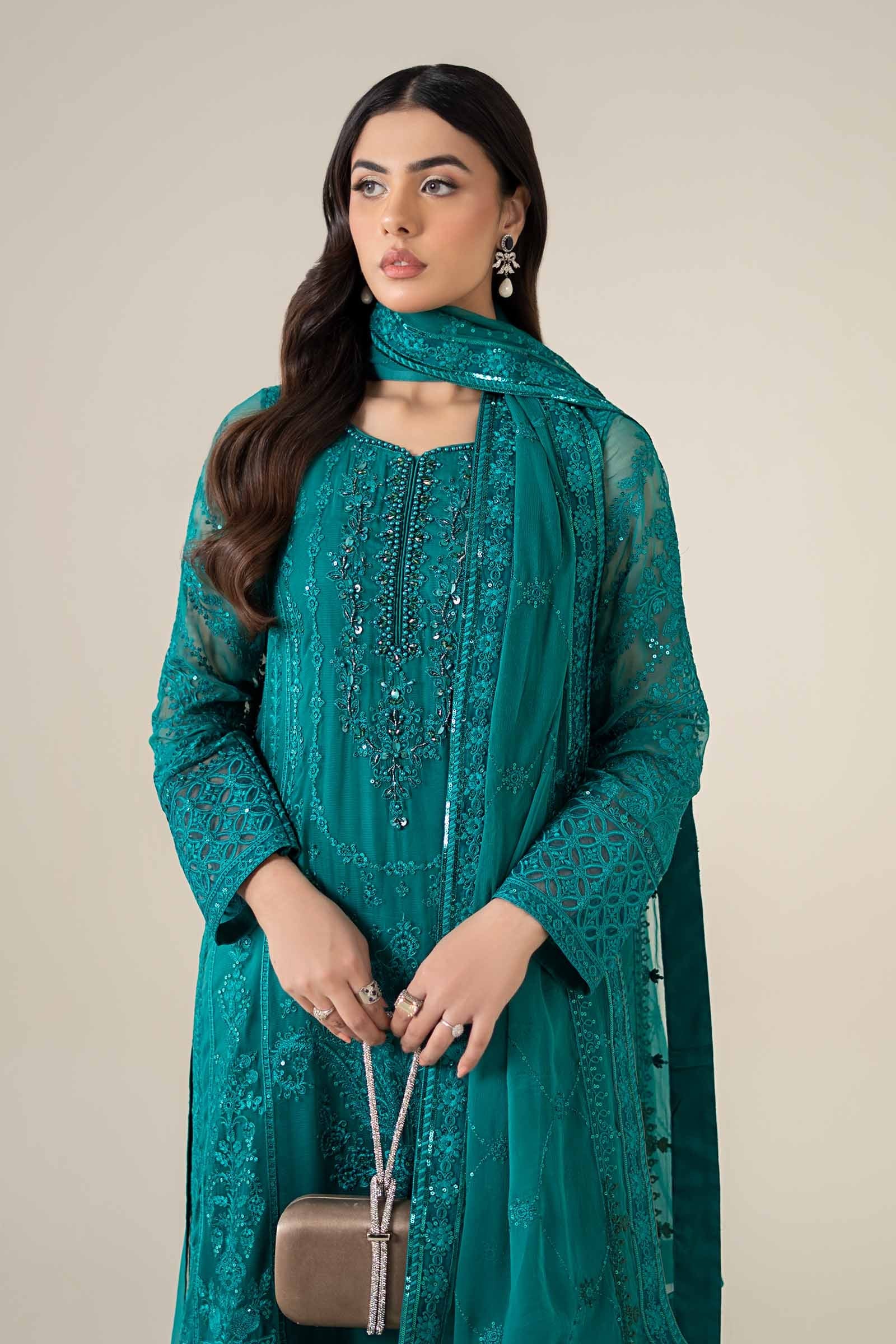 3 Piece Embroidered Chiffon Suit - Image 2
