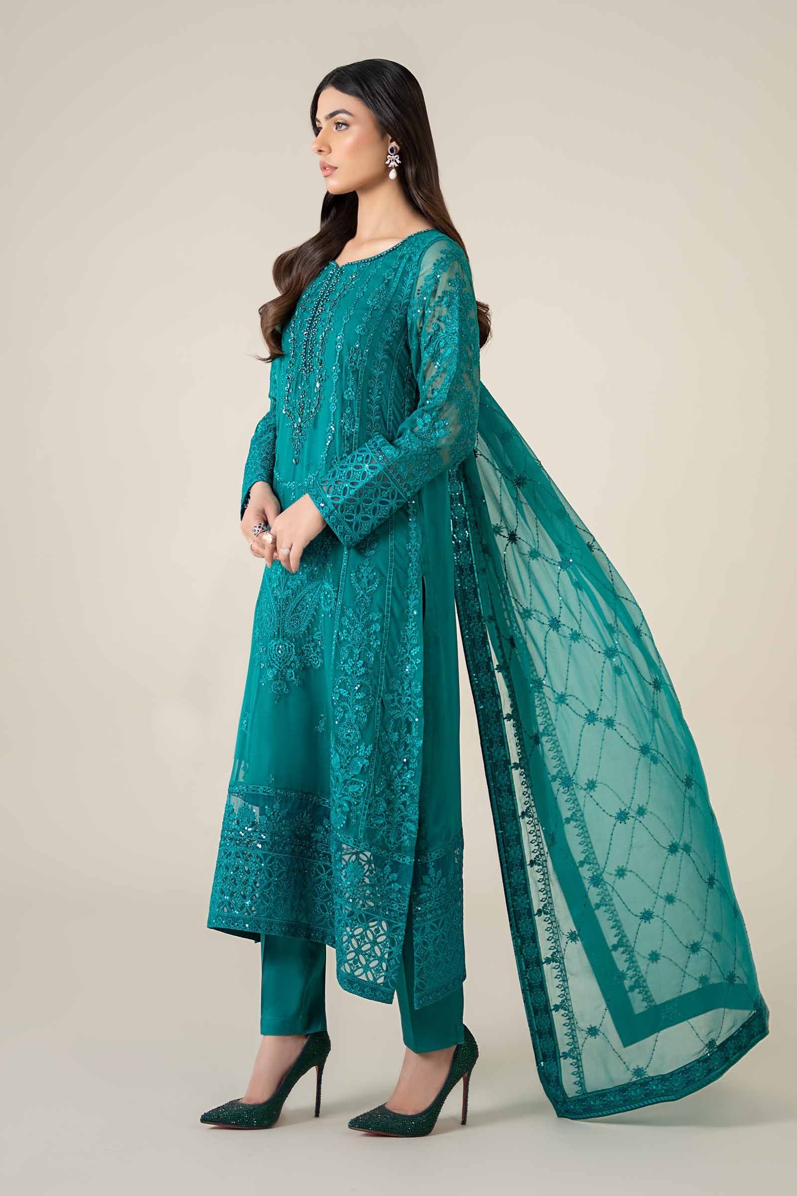 3 Piece Embroidered Chiffon Suit - Image 5