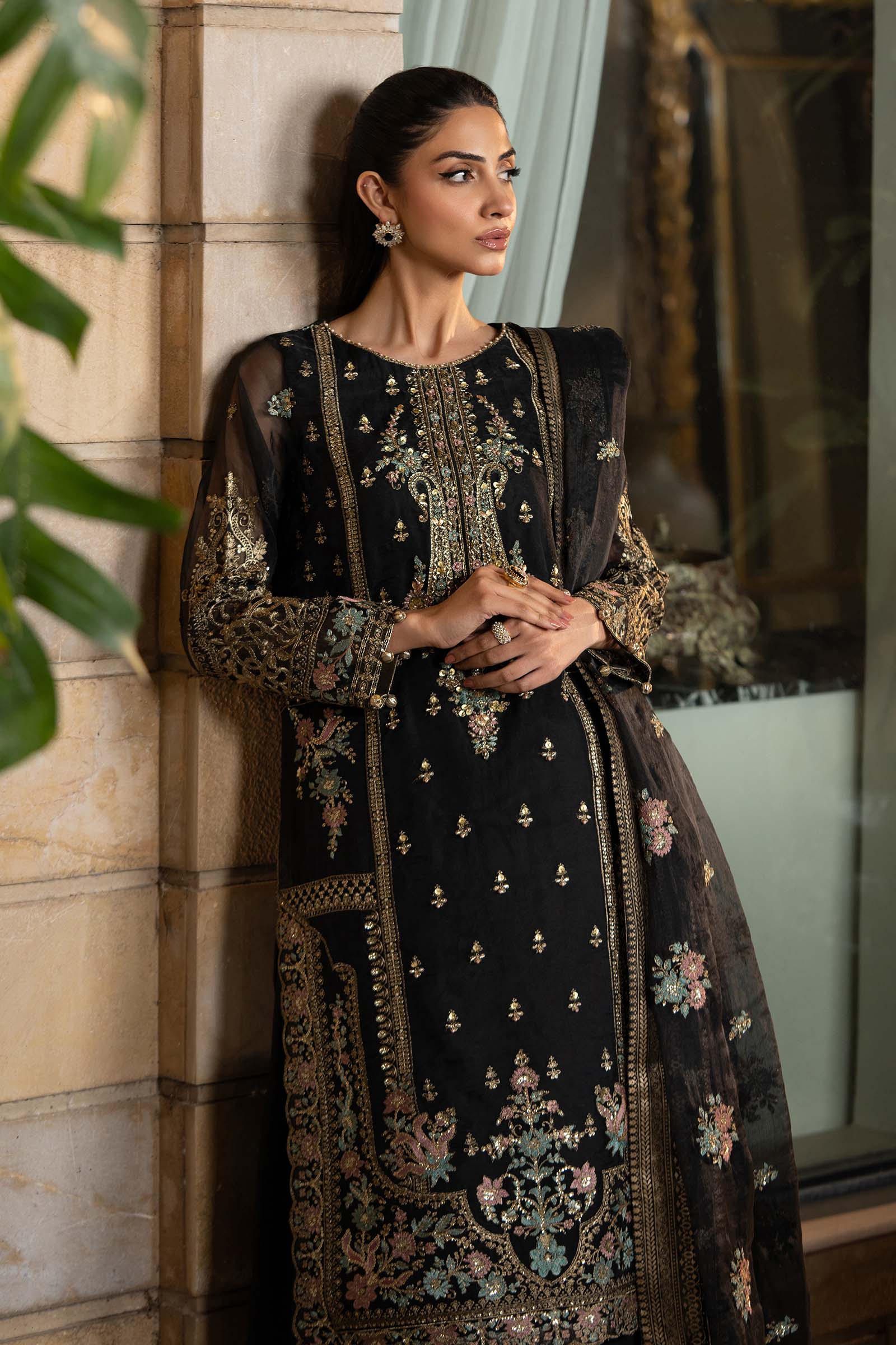 3 Piece Embroidered Organza Suit - Image 2