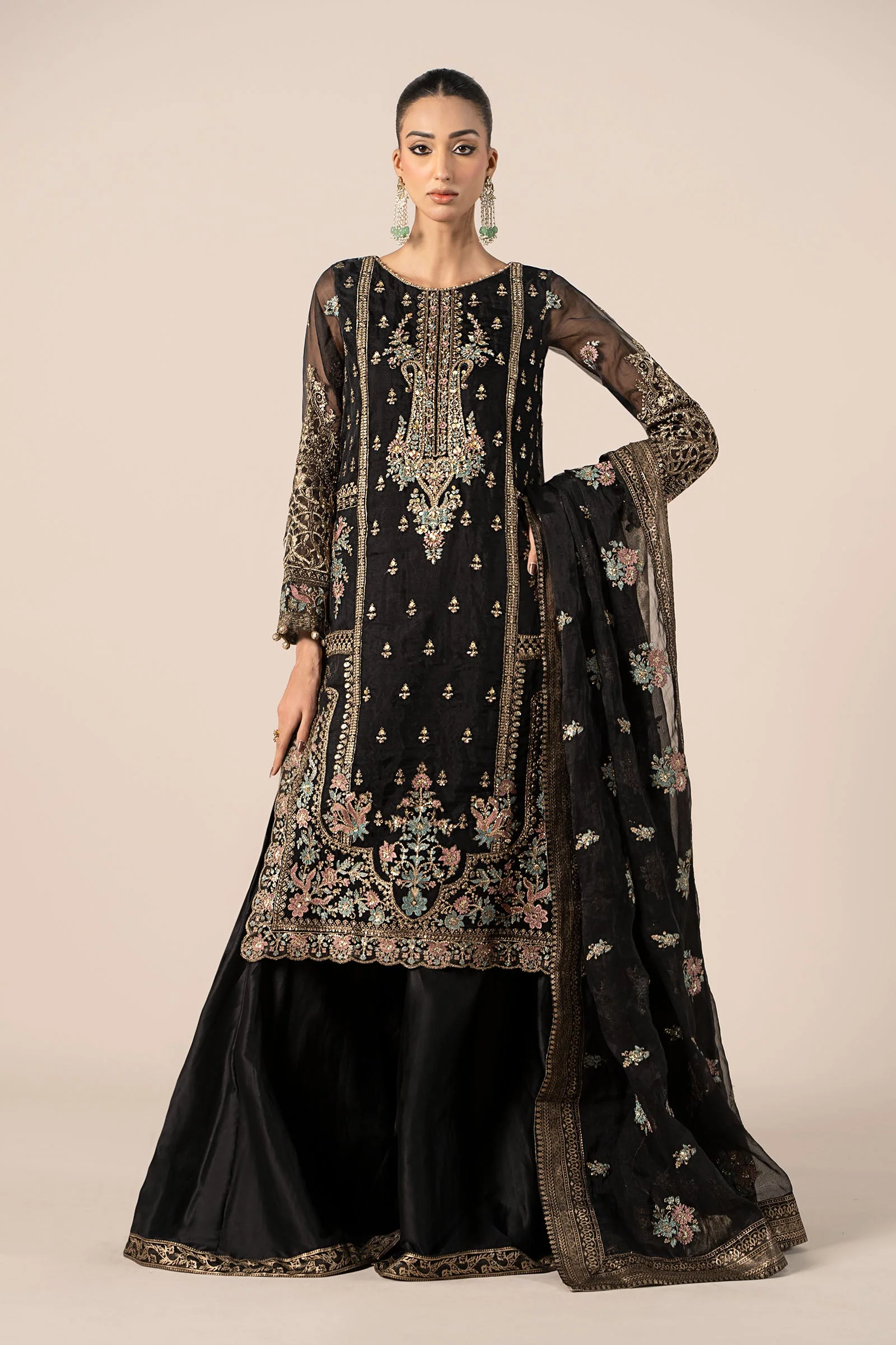 3 Piece Embroidered Organza Suit - Image 5