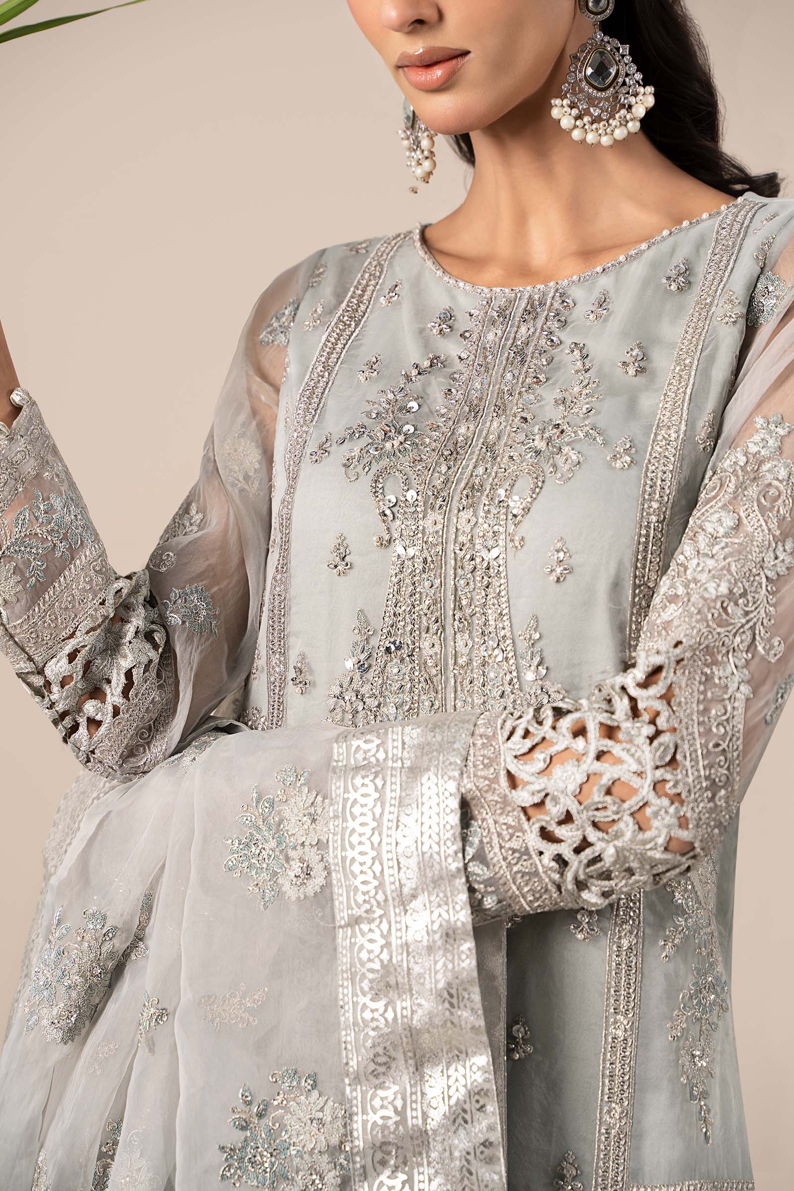 3 Piece Embroidered Organza Suit - Image 3