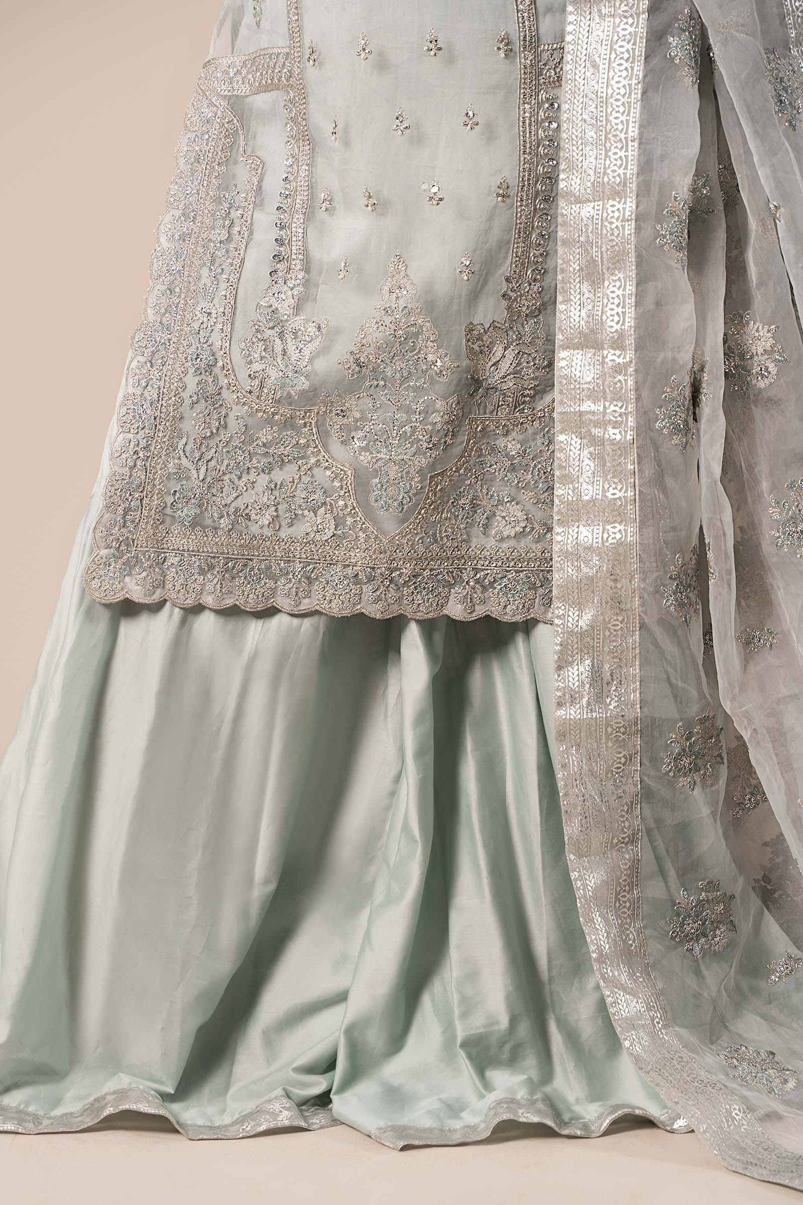 3 Piece Embroidered Organza Suit - Image 4