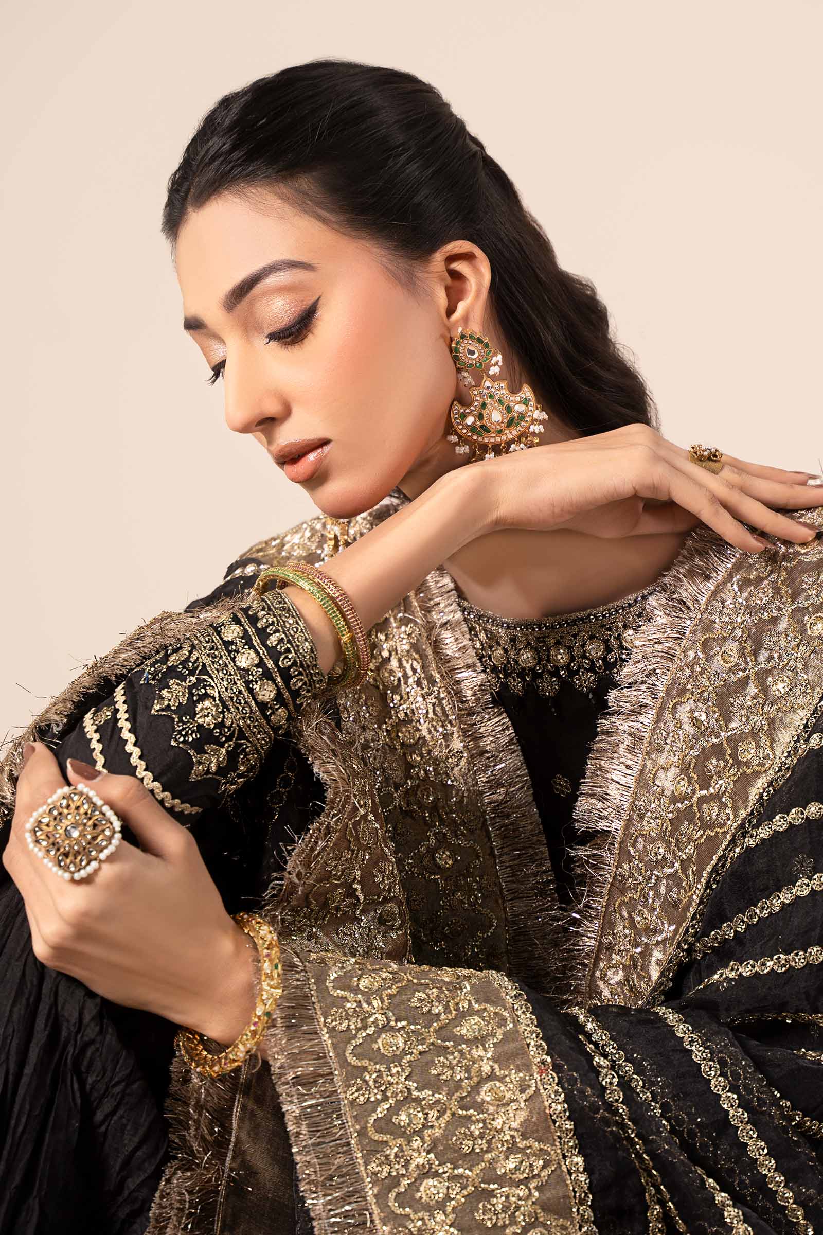 3 Piece Embroidered Raw Silk Suit - Image 3