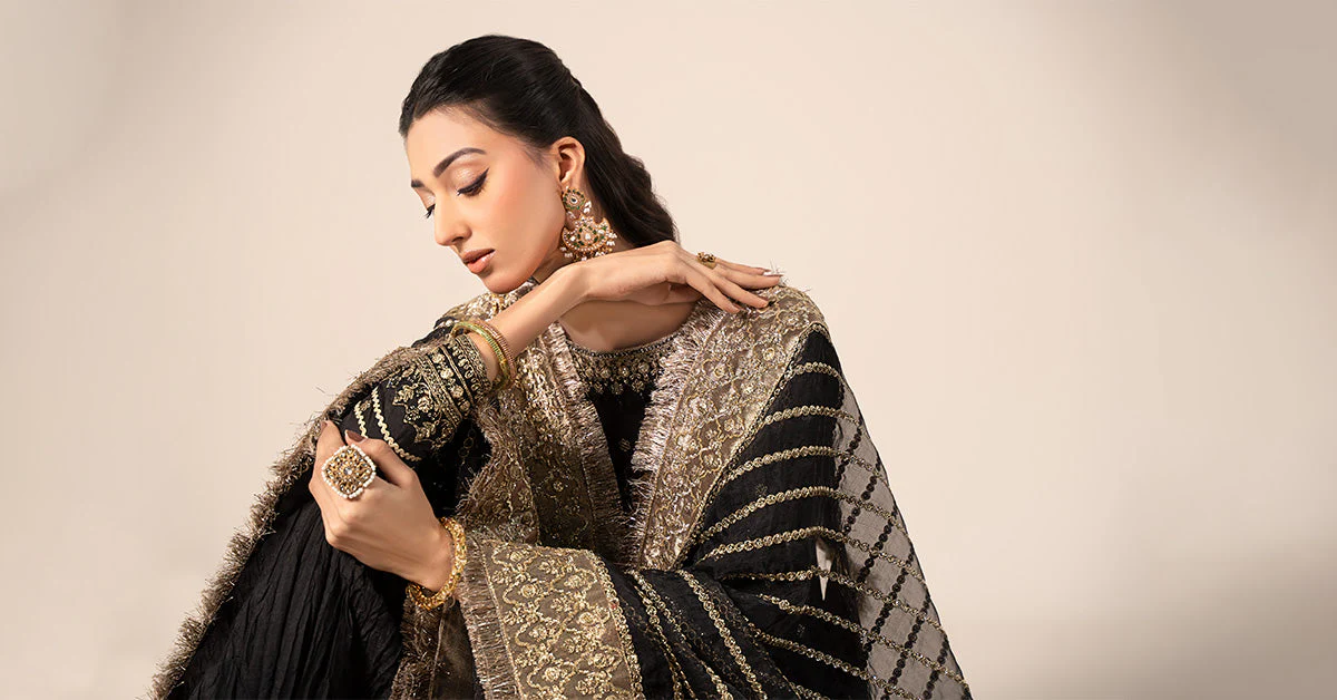 3 Piece Embroidered Raw Silk Suit - Image 8